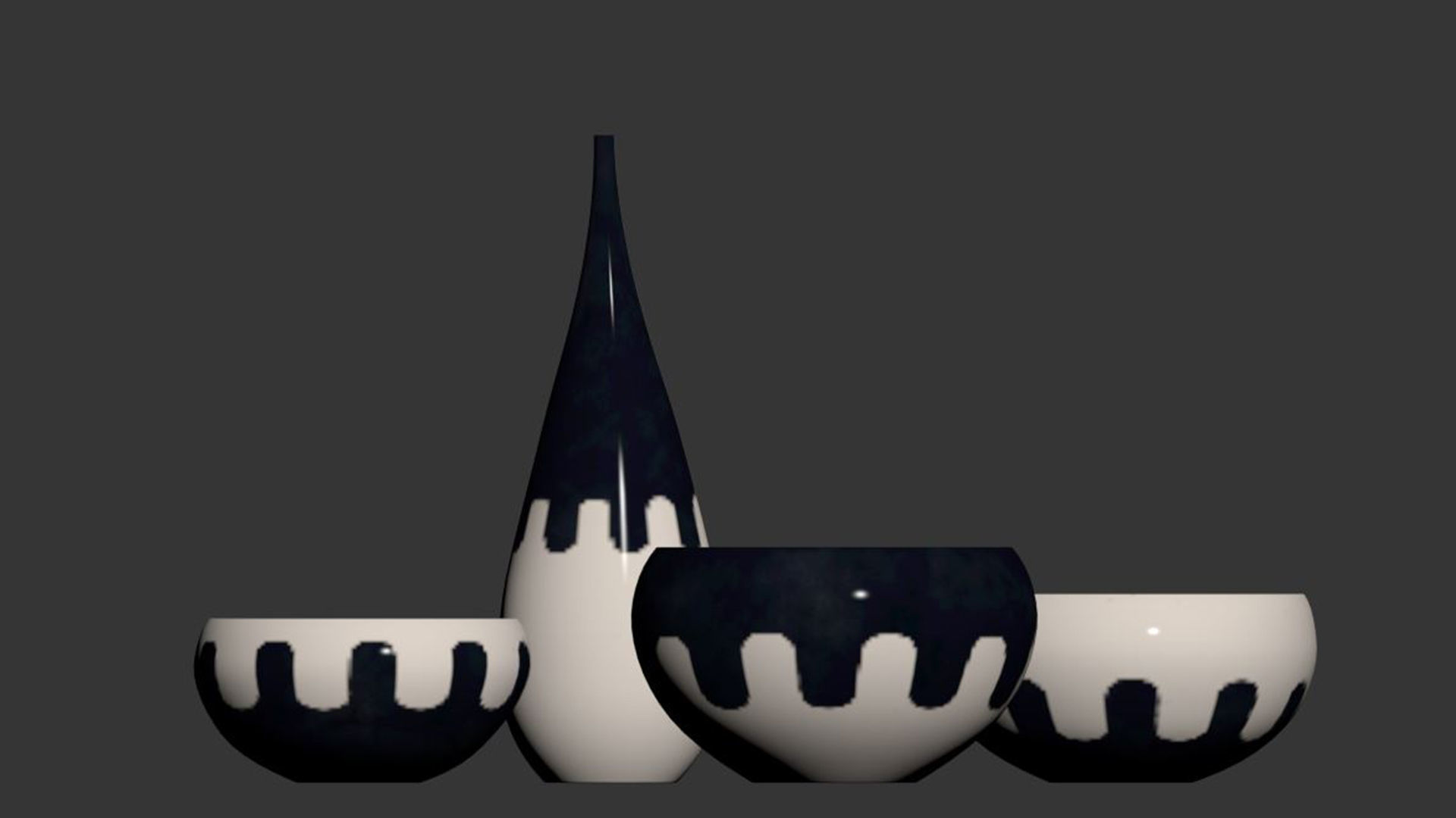 Decorative hand painted ceramic set 3D model_3