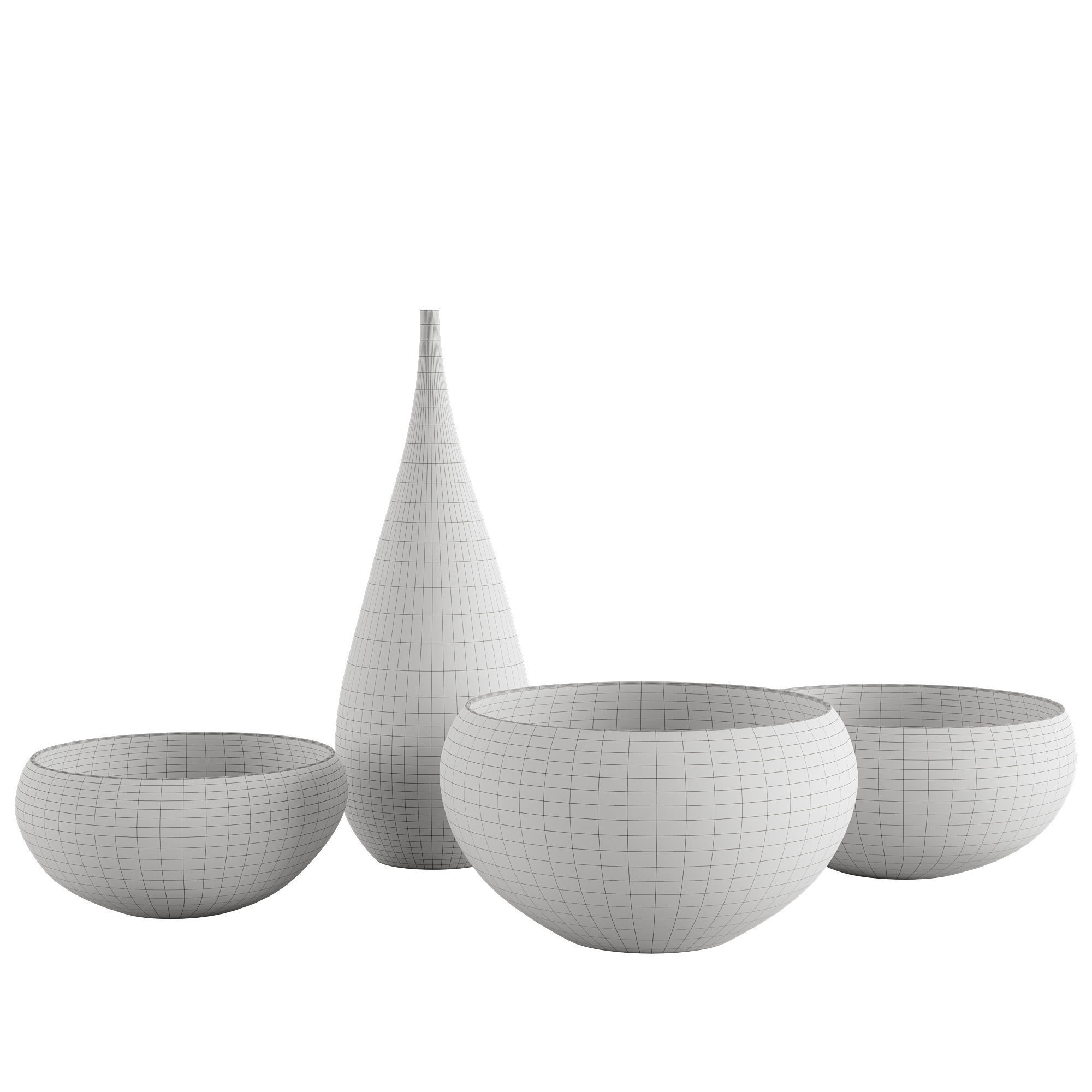 Decorative hand painted ceramic set 3D model_2