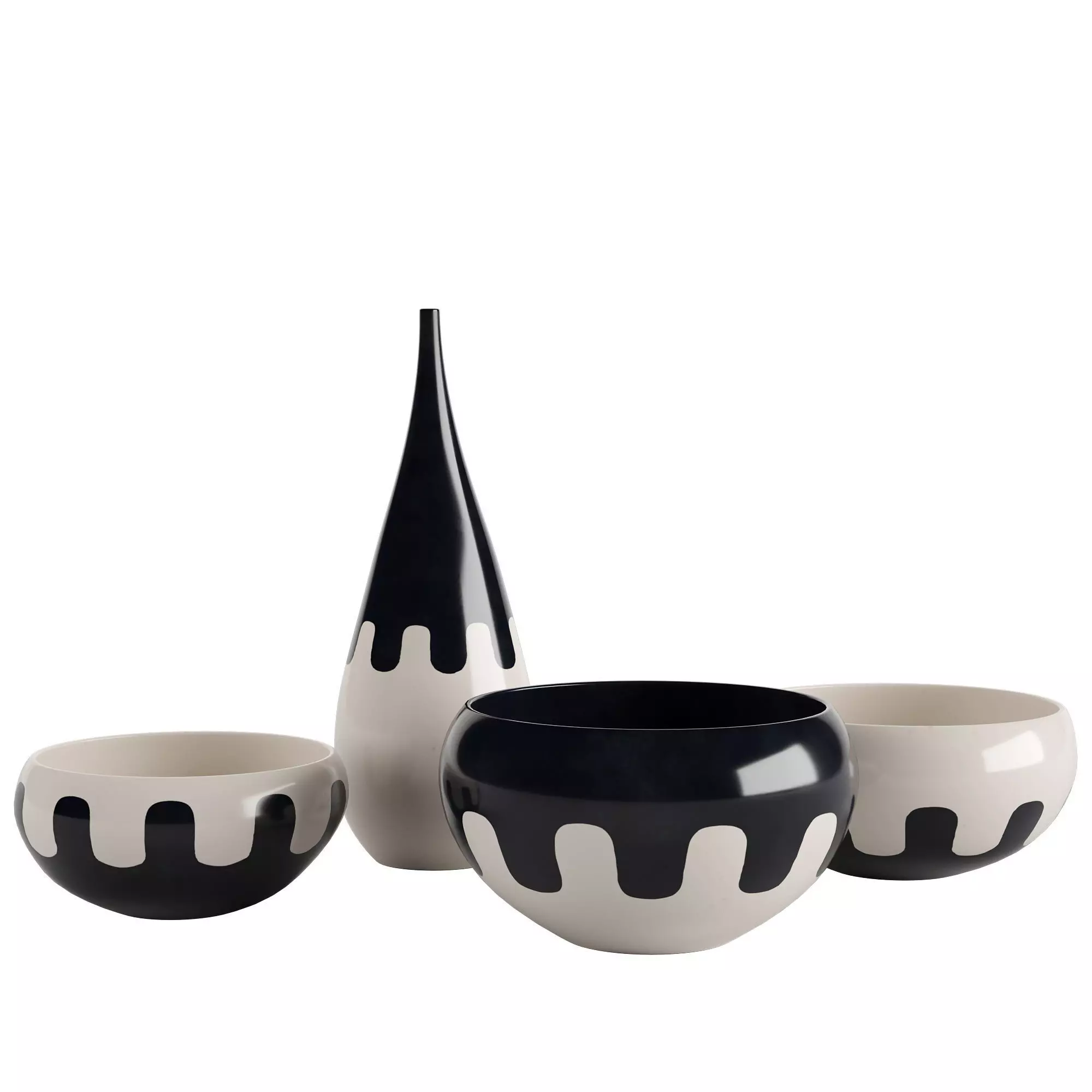 Decorative hand painted ceramic set 3D model_0