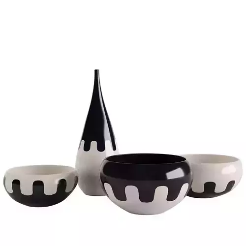 Decorative hand painted ceramic set 3D model
