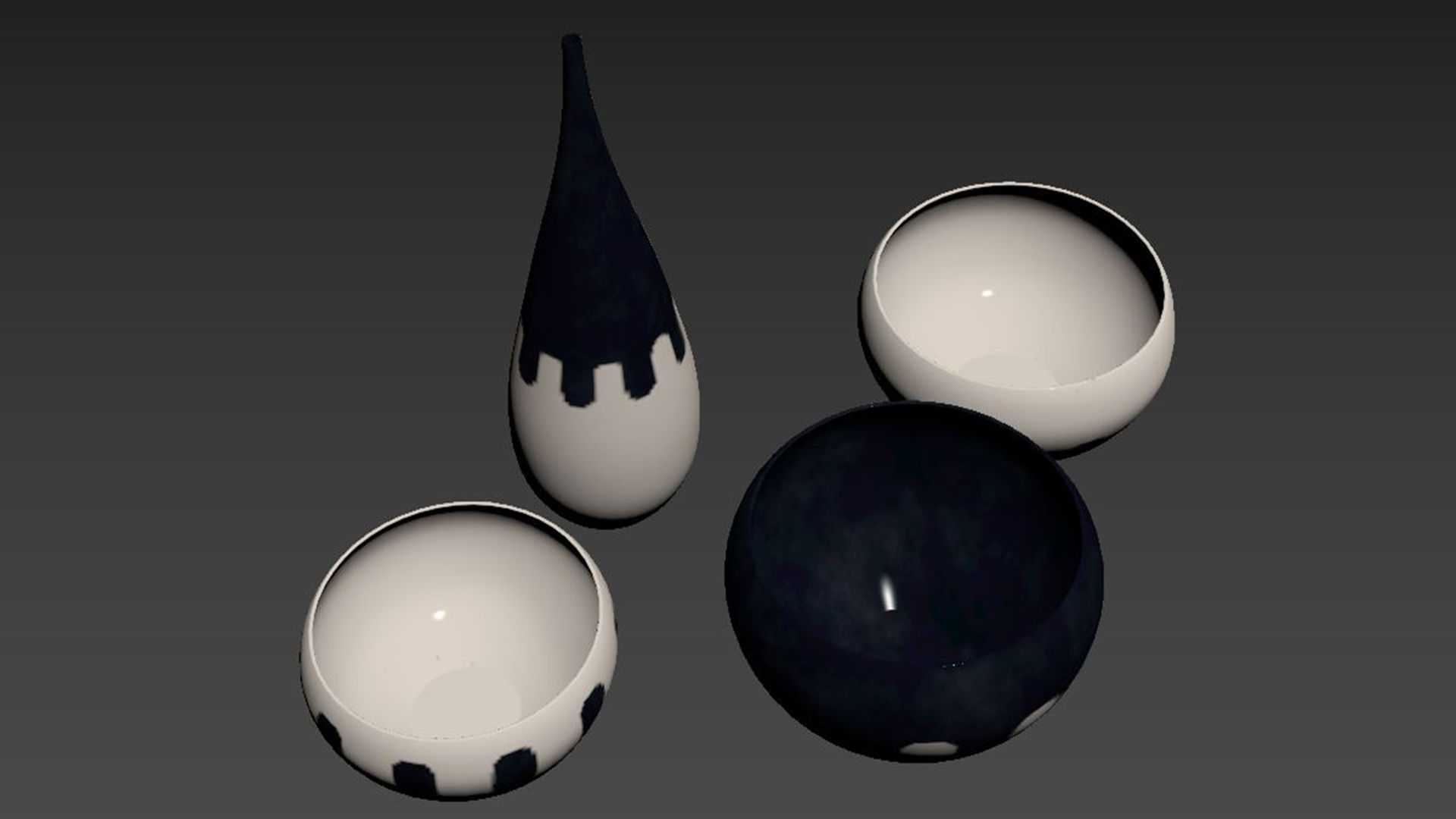 Decorative hand painted ceramic set 3D model_4