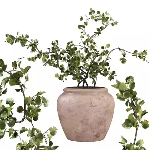 Faux Potted Wire Netting Bush Plant 