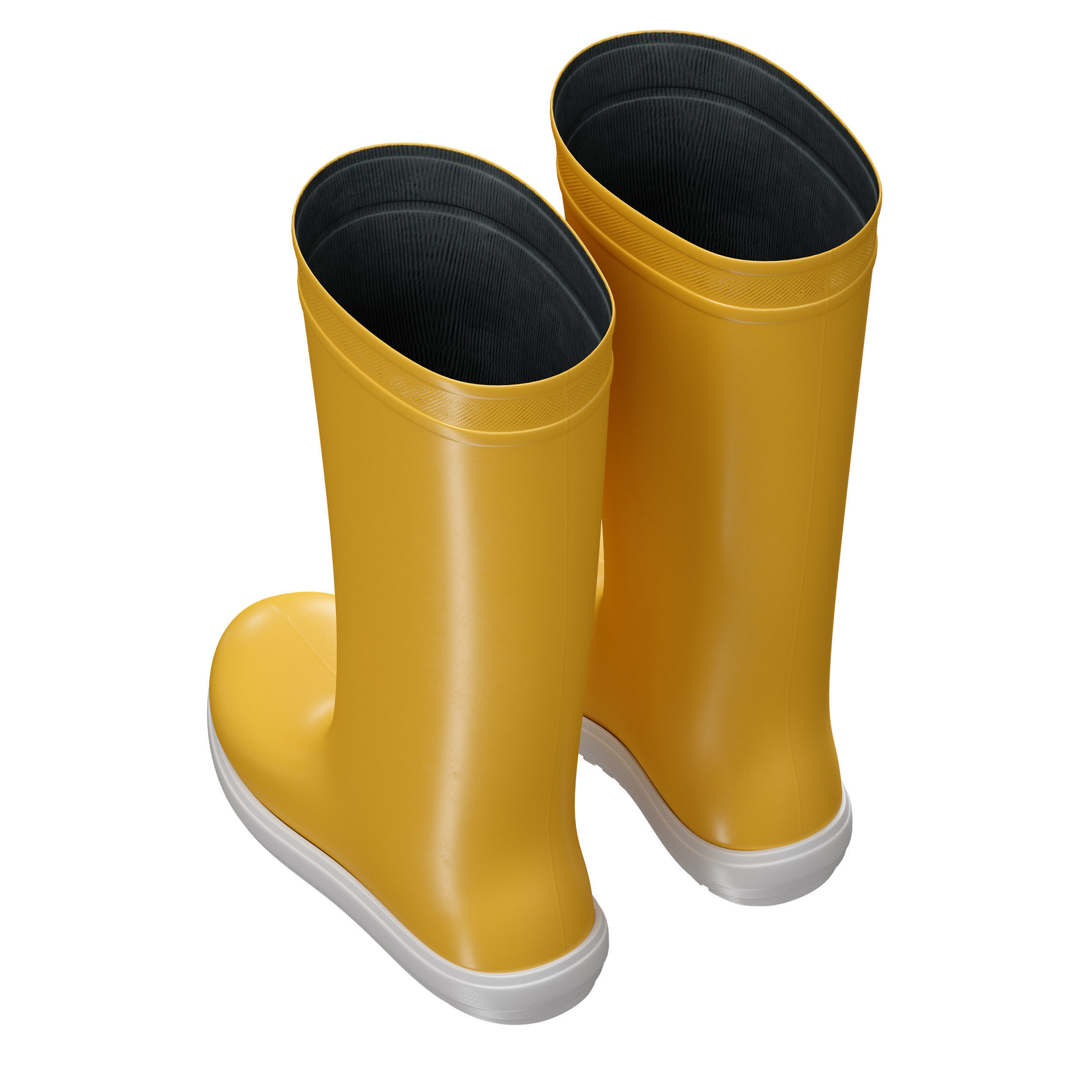 Yellow rubber boots 3D model_10