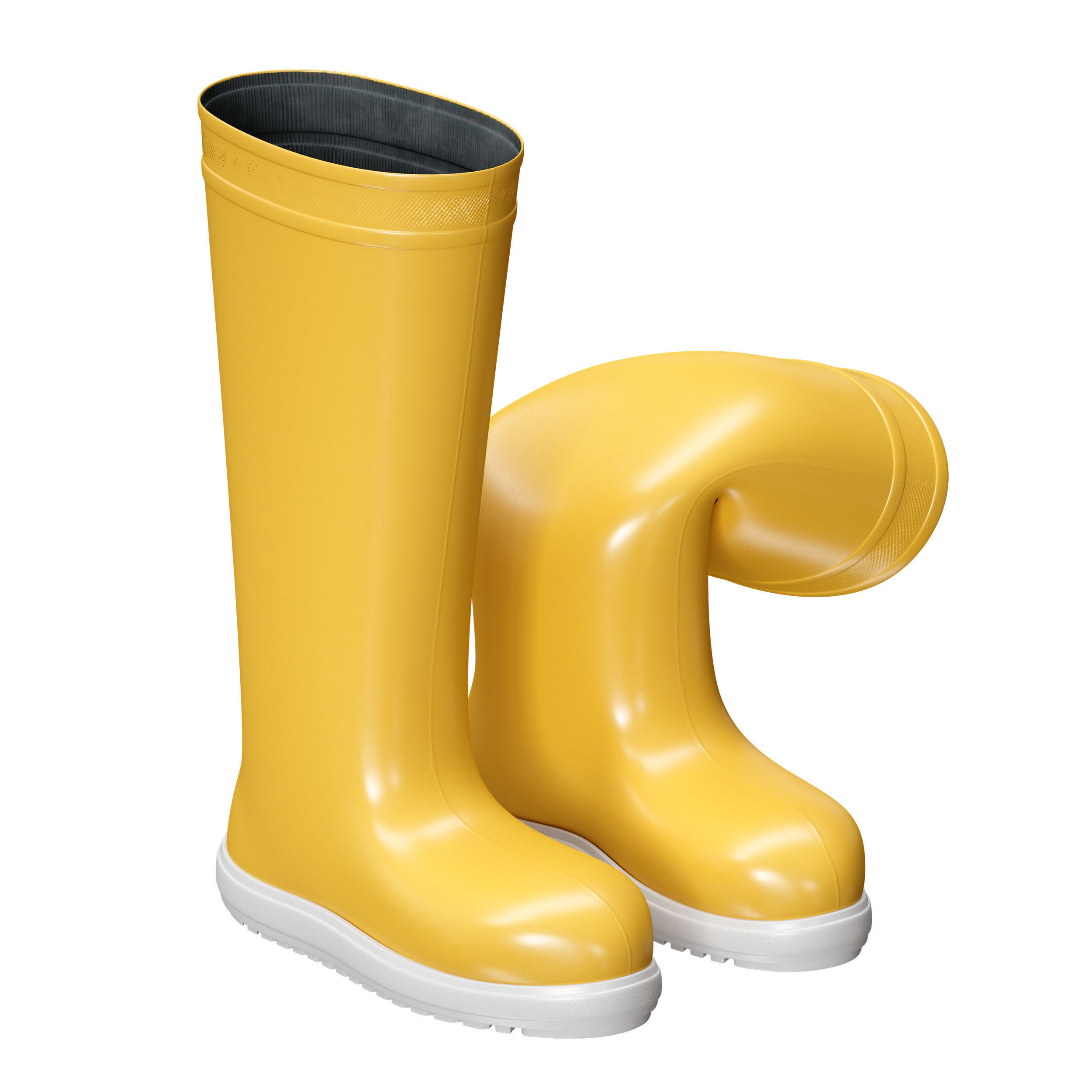 Yellow rubber boots 3D model_4