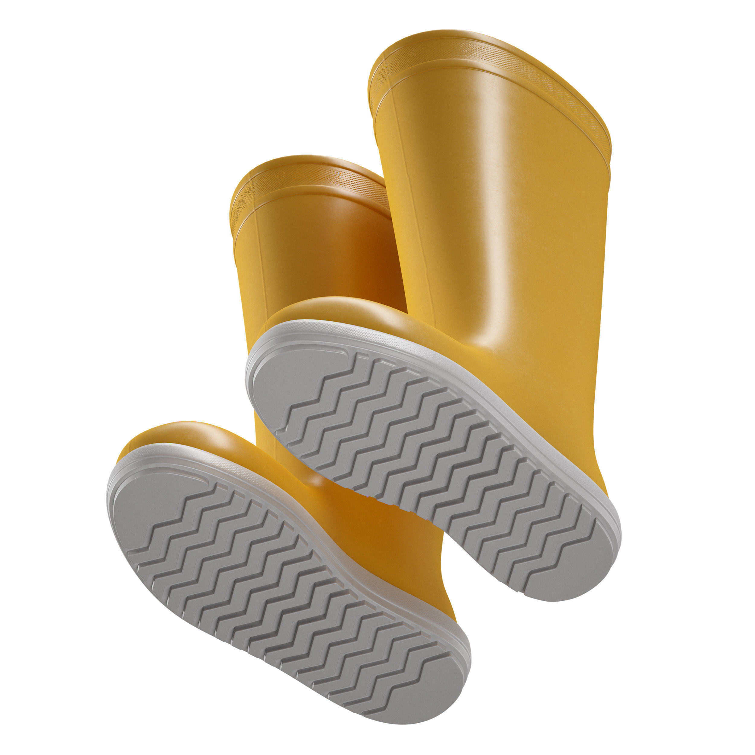 Yellow rubber boots 3D model_7