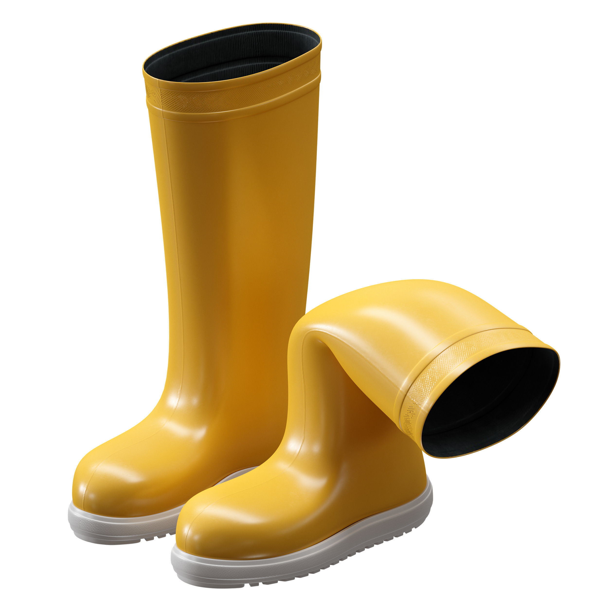 Yellow rubber boots 3D model_15