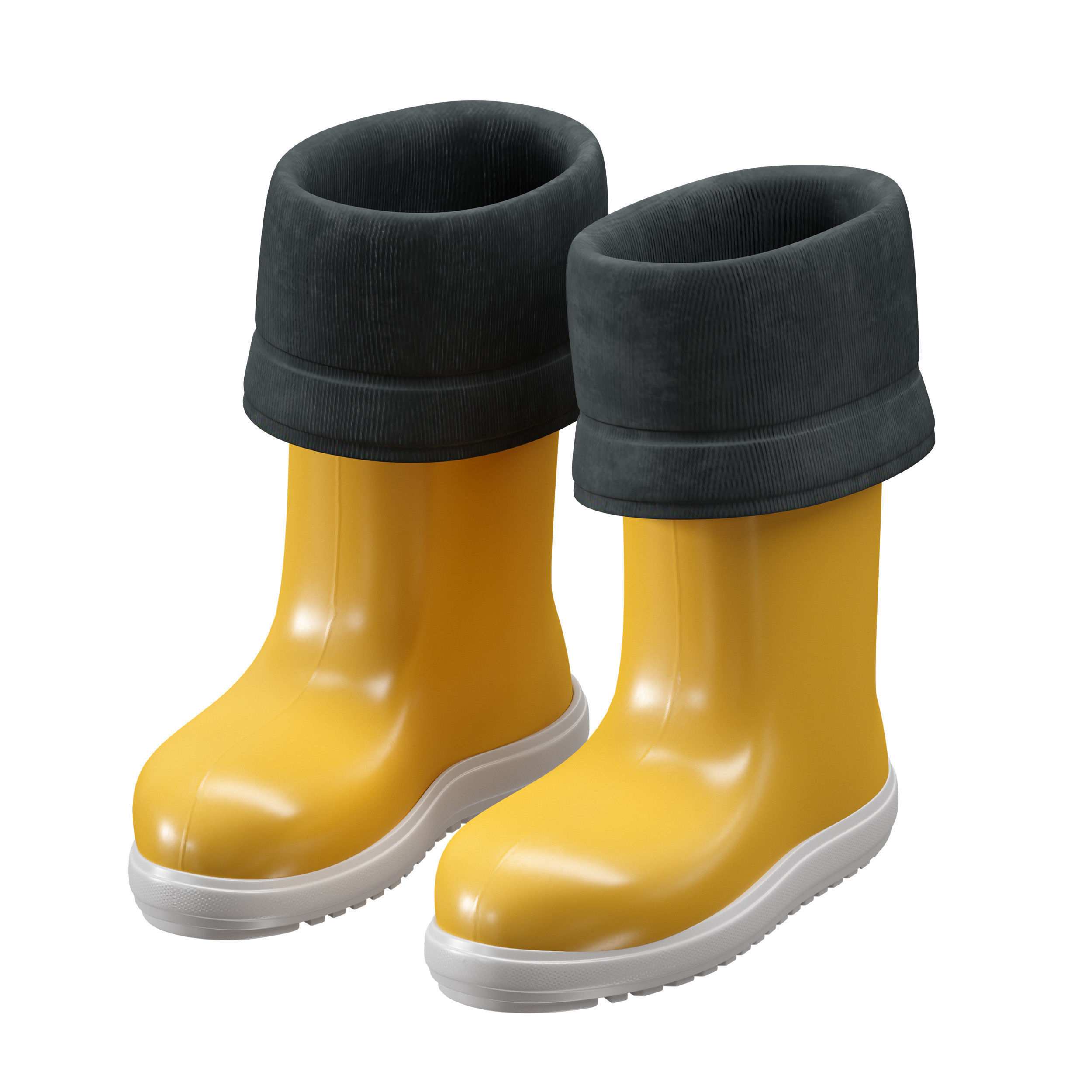 Yellow rubber boots 3D model_13
