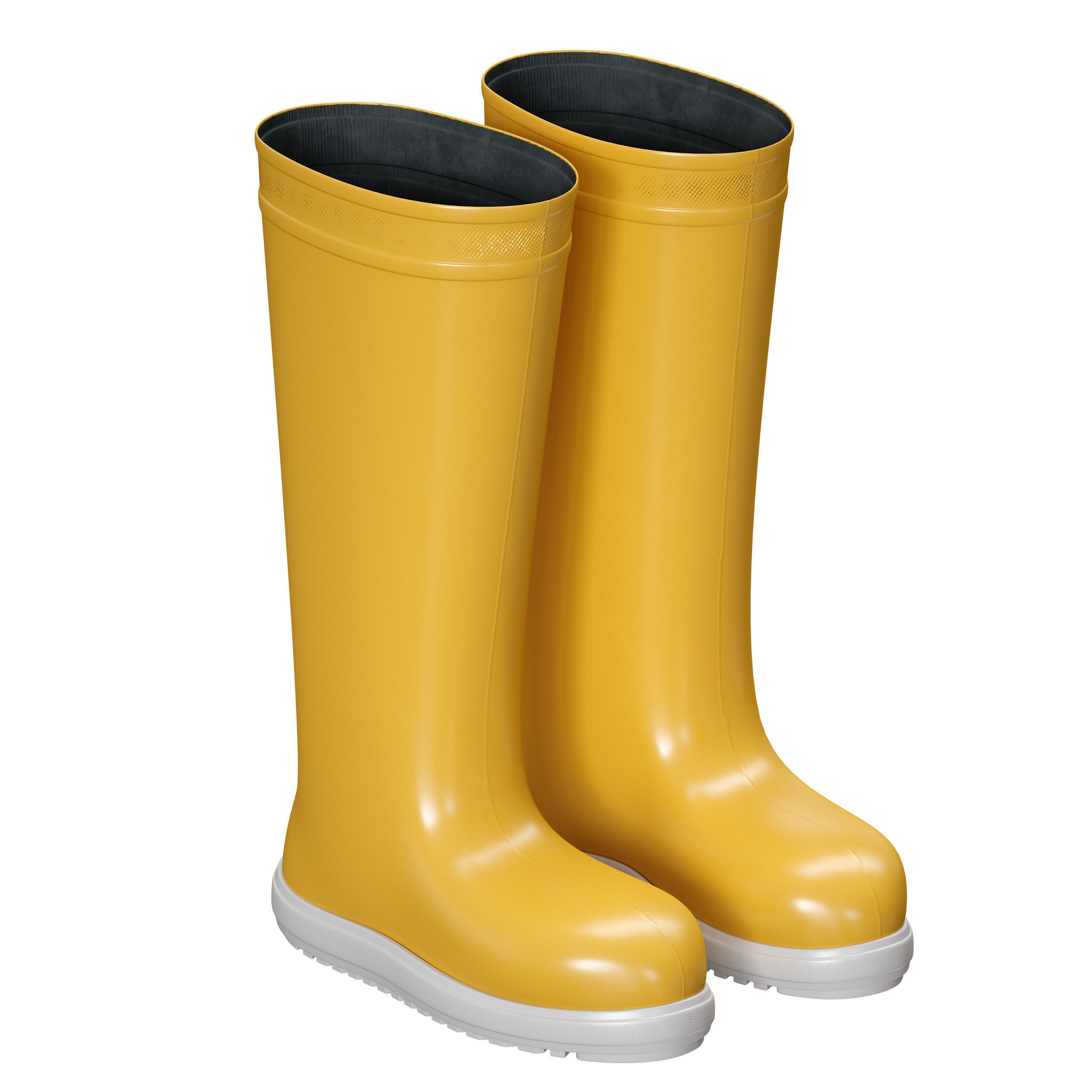 Yellow rubber boots 3D model_1