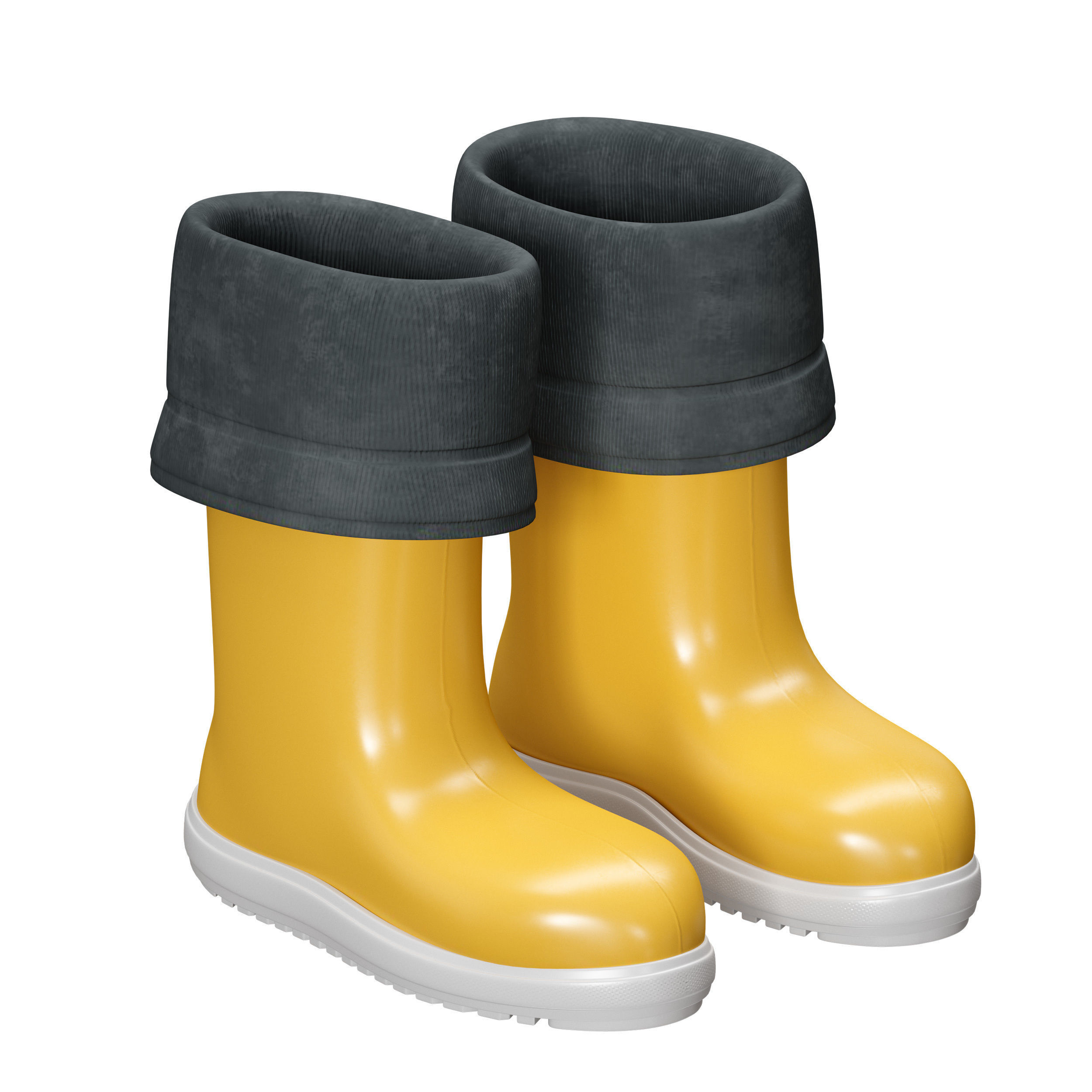 Yellow rubber boots 3D model_2