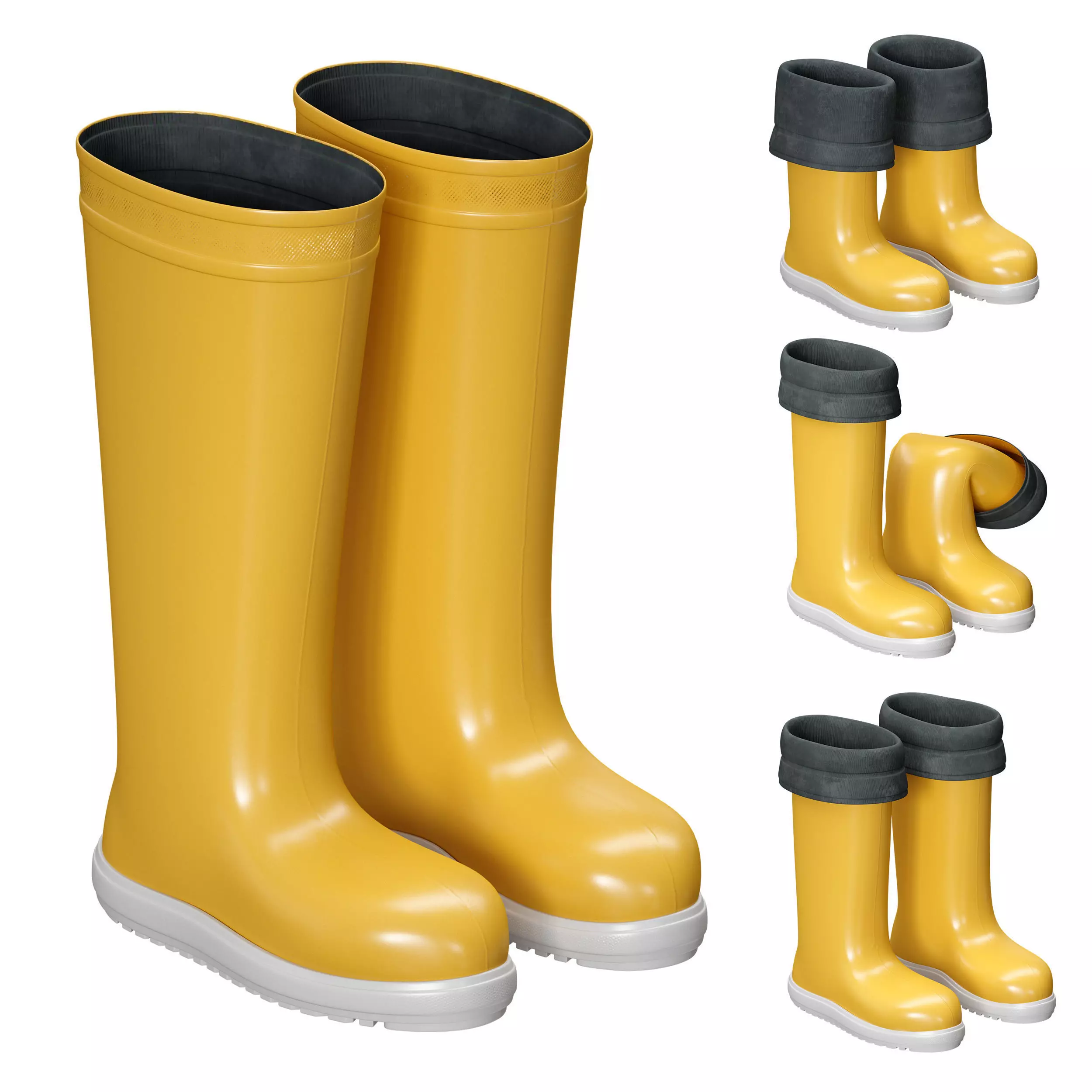 Yellow rubber boots 3D model_0