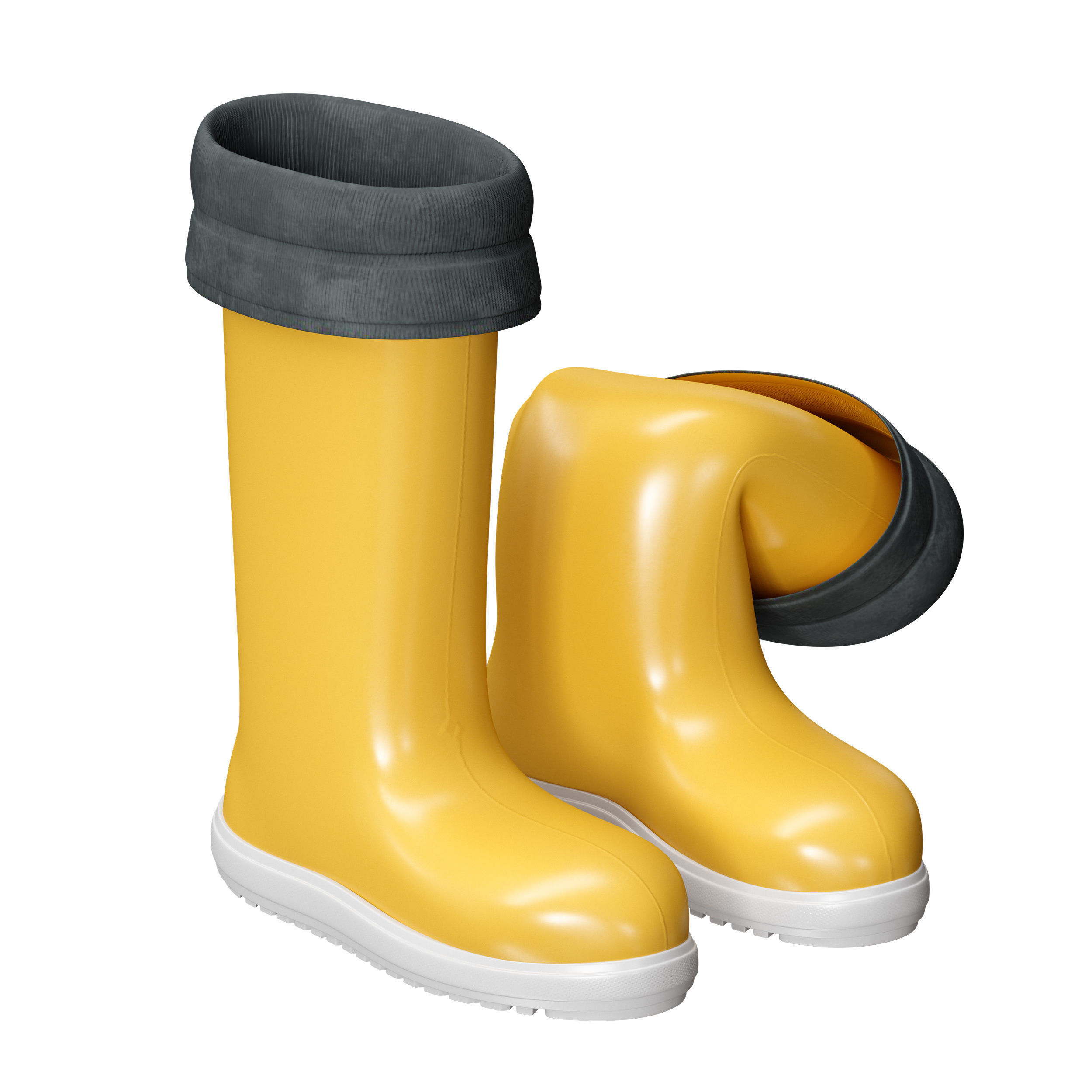 Yellow rubber boots 3D model_5