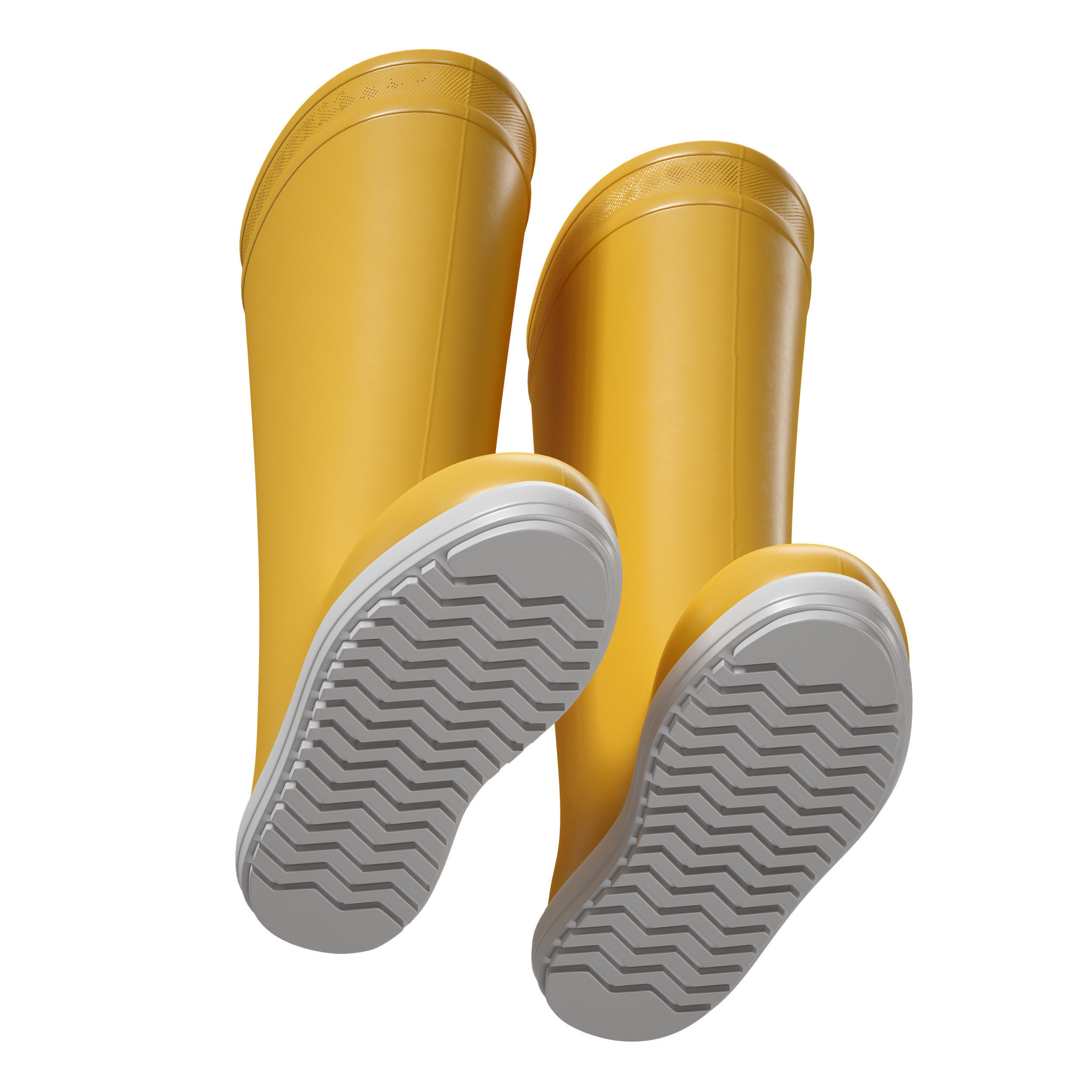 Yellow rubber boots 3D model_6