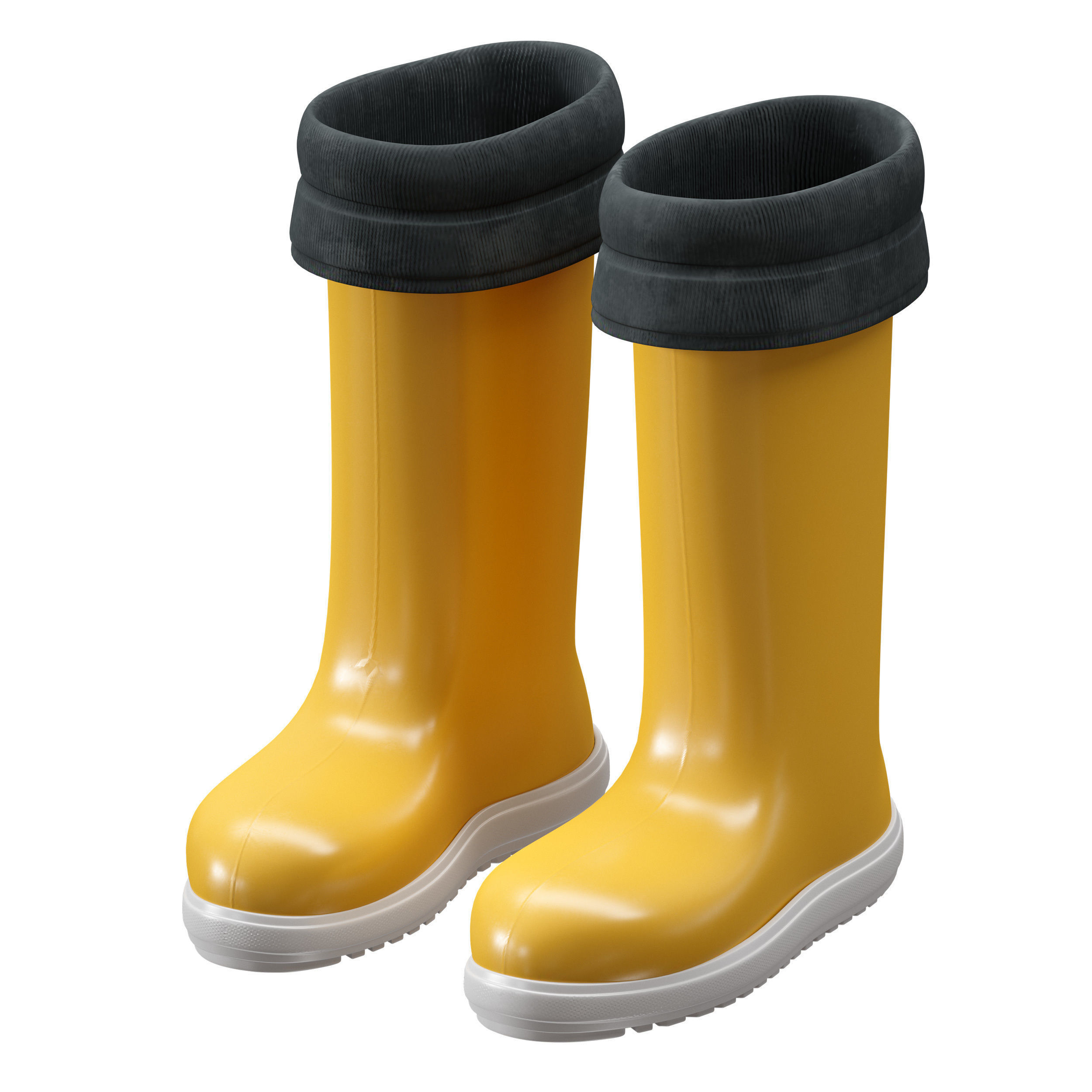 Yellow rubber boots 3D model_14