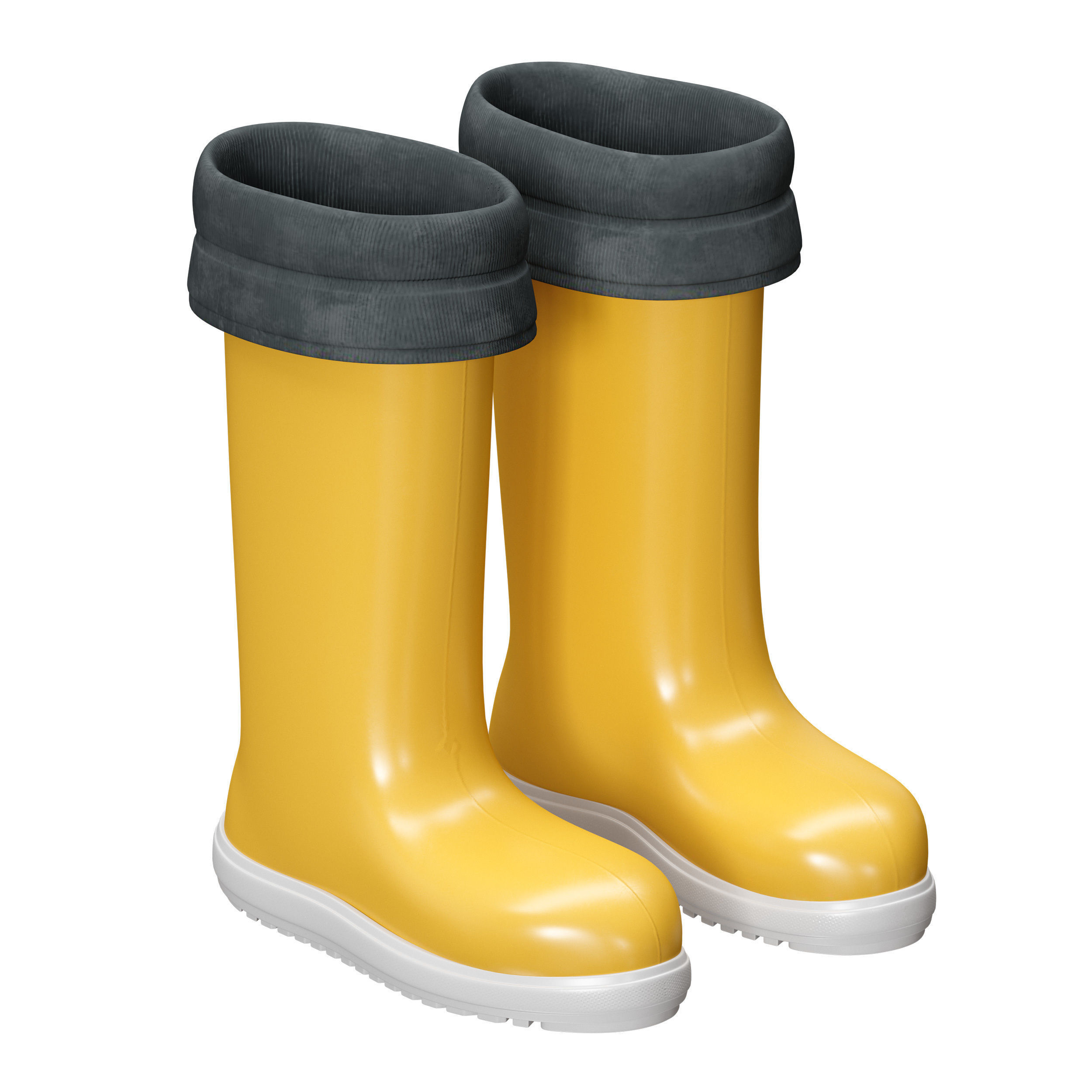 Yellow rubber boots 3D model_3