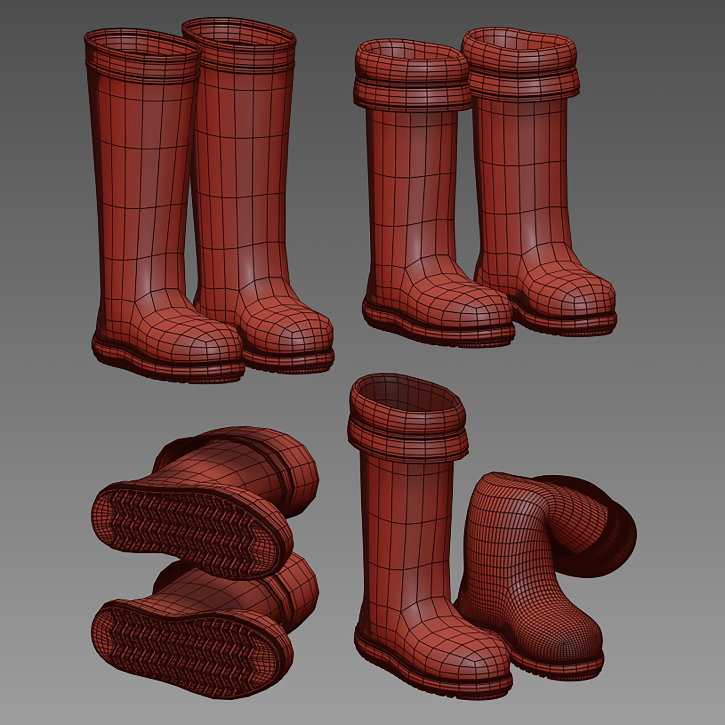 Yellow rubber boots 3D model_17