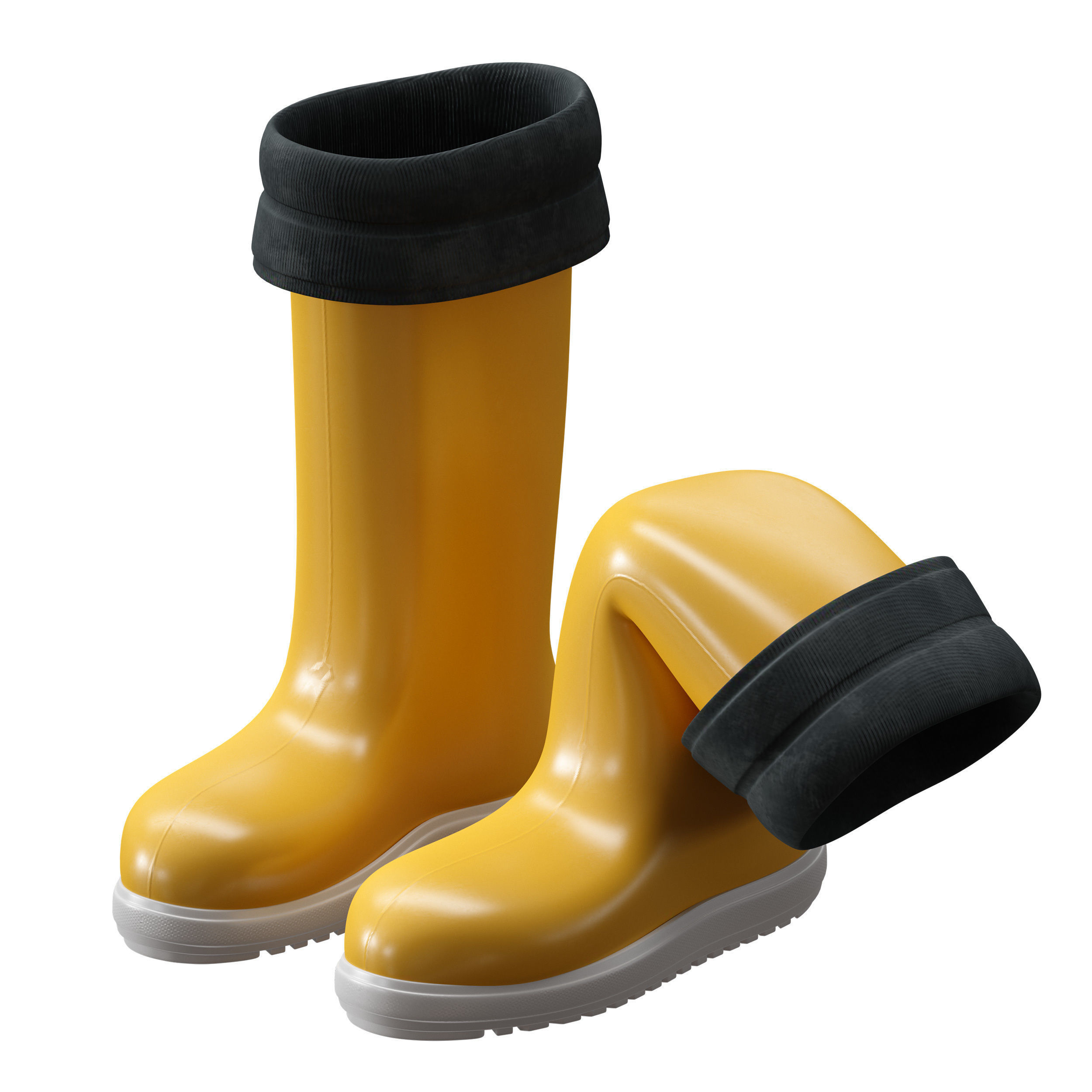 Yellow rubber boots 3D model_16
