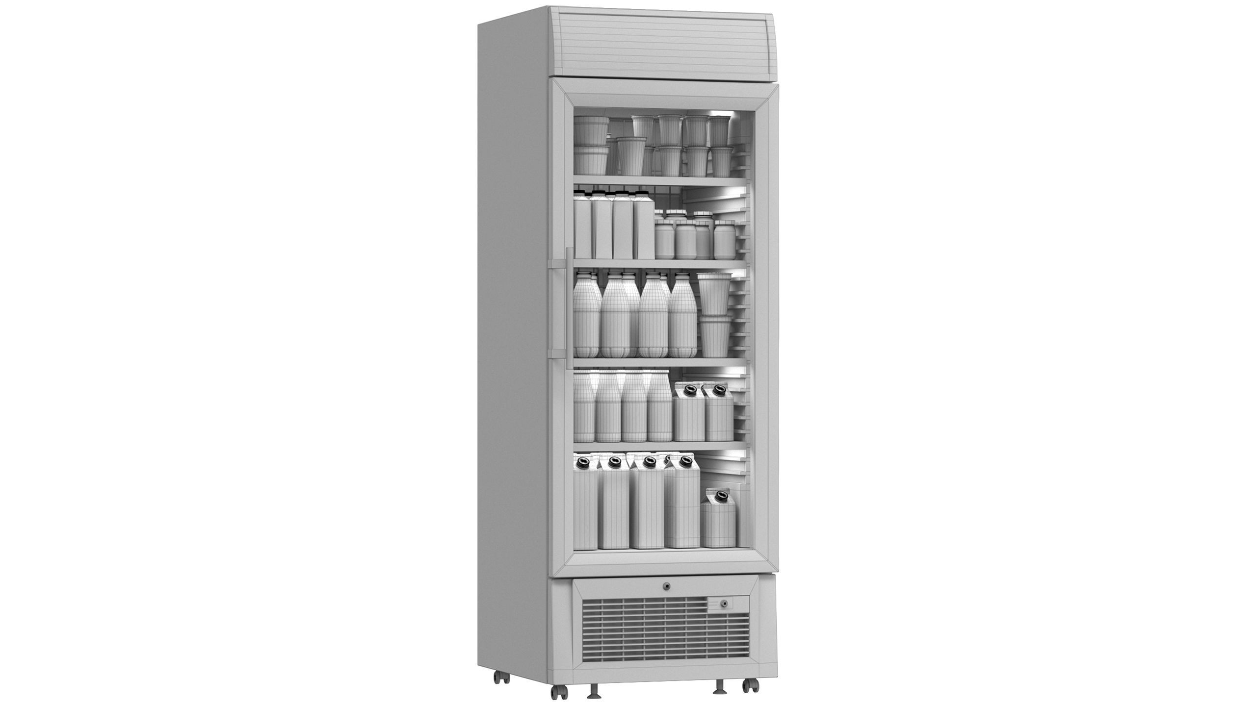 Freezer cabinet with dairy products Low-poly 3D model_6