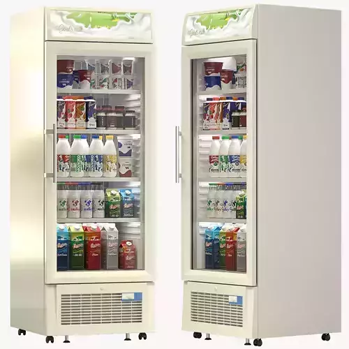 Freezer cabinet with dairy products Low-poly 3D model