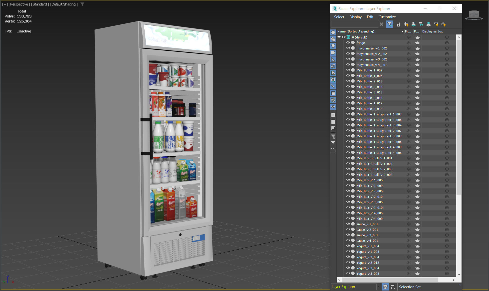 Freezer cabinet with dairy products Low-poly 3D model_9