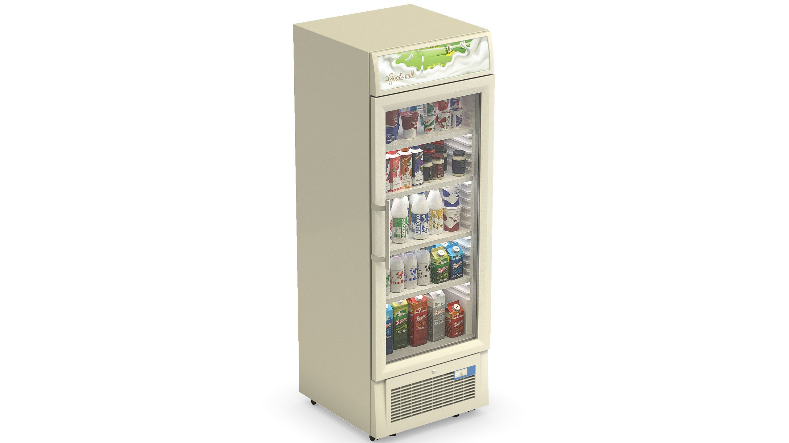Freezer cabinet with dairy products Low-poly 3D model_5
