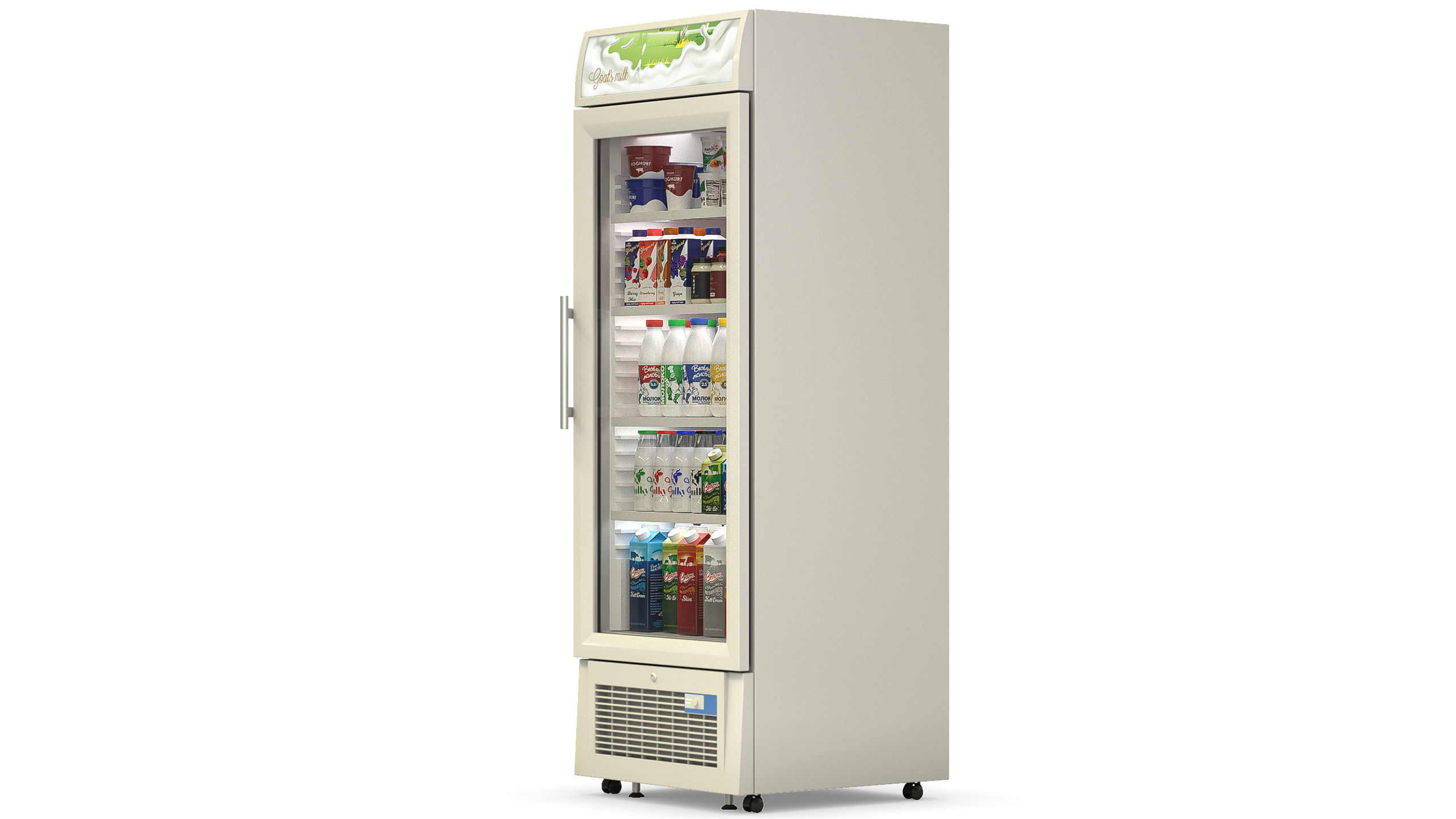 Freezer cabinet with dairy products Low-poly 3D model_3