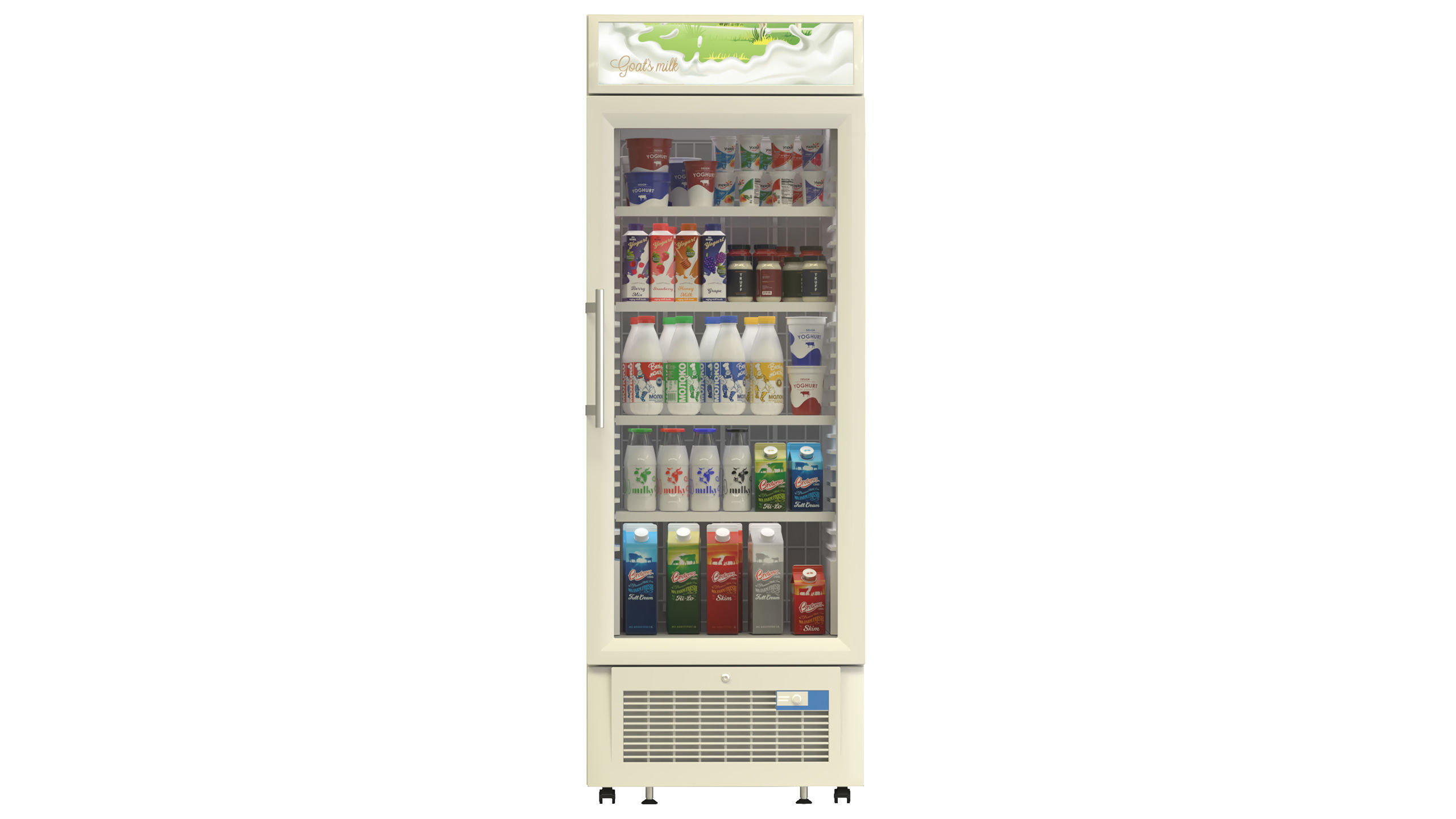 Freezer cabinet with dairy products Low-poly 3D model_4