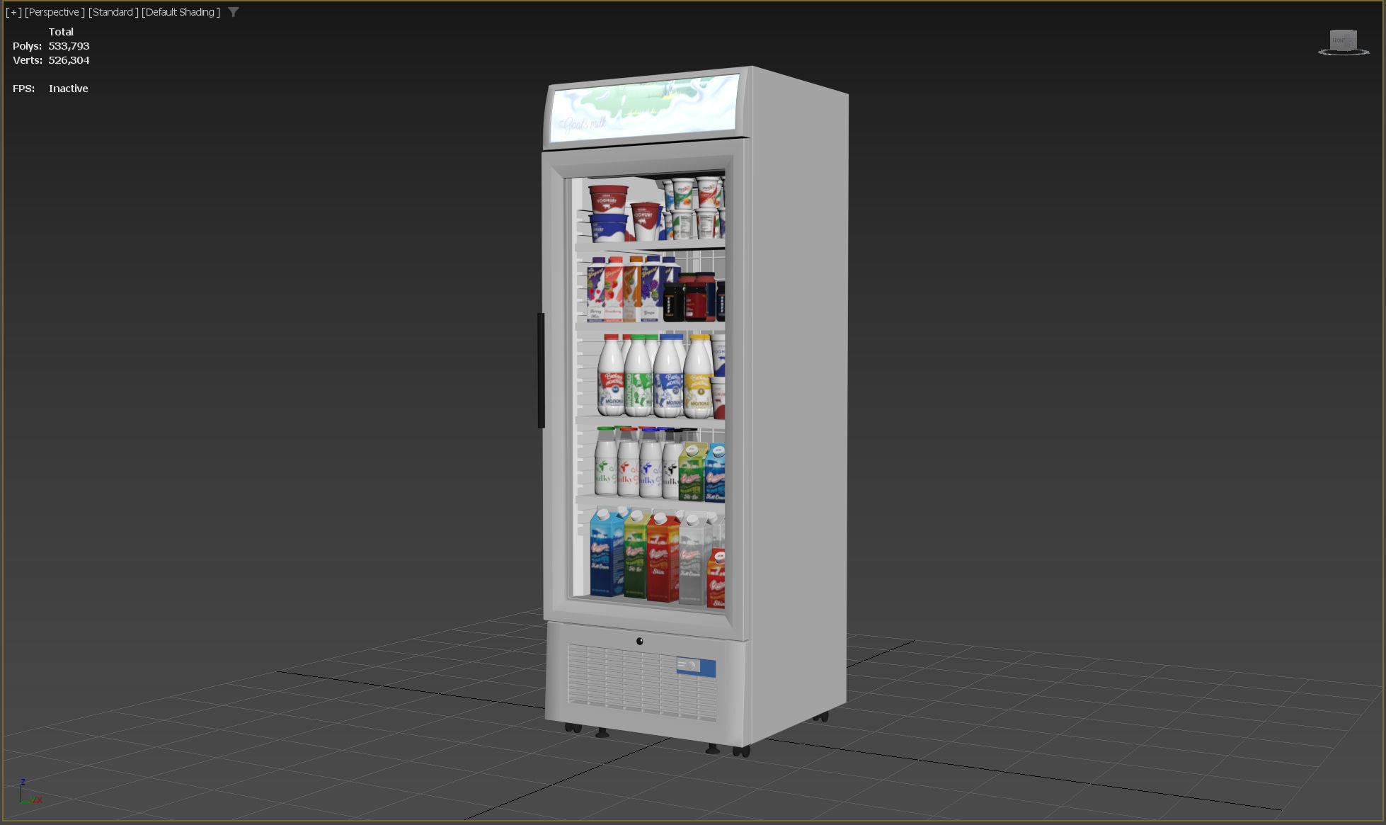 Freezer cabinet with dairy products Low-poly 3D model_7