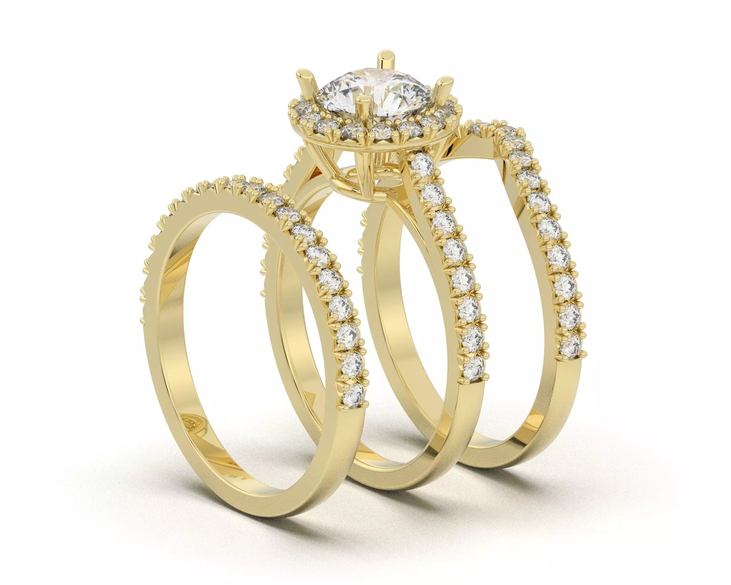 Engagement Ring with Band 3D print model