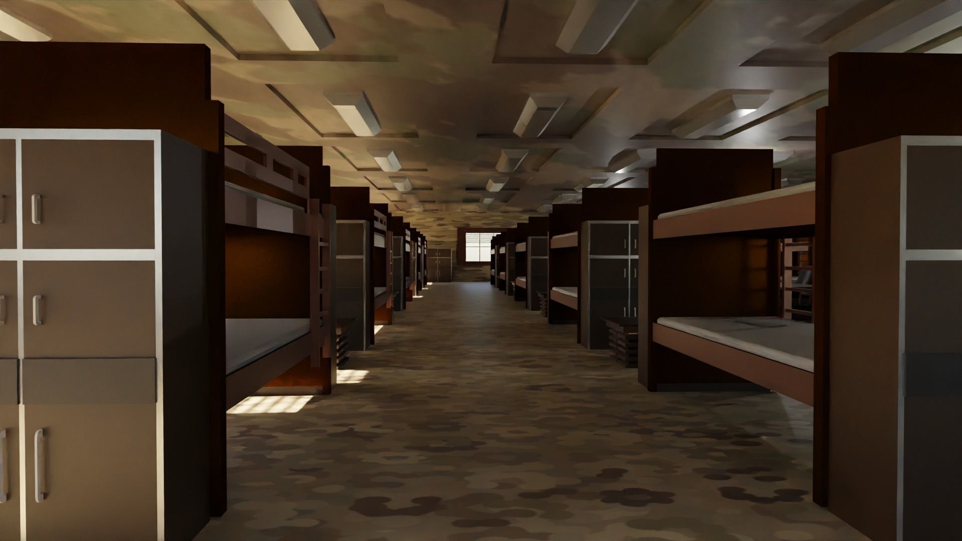 Military Dormitory Low-poly 3D model_2
