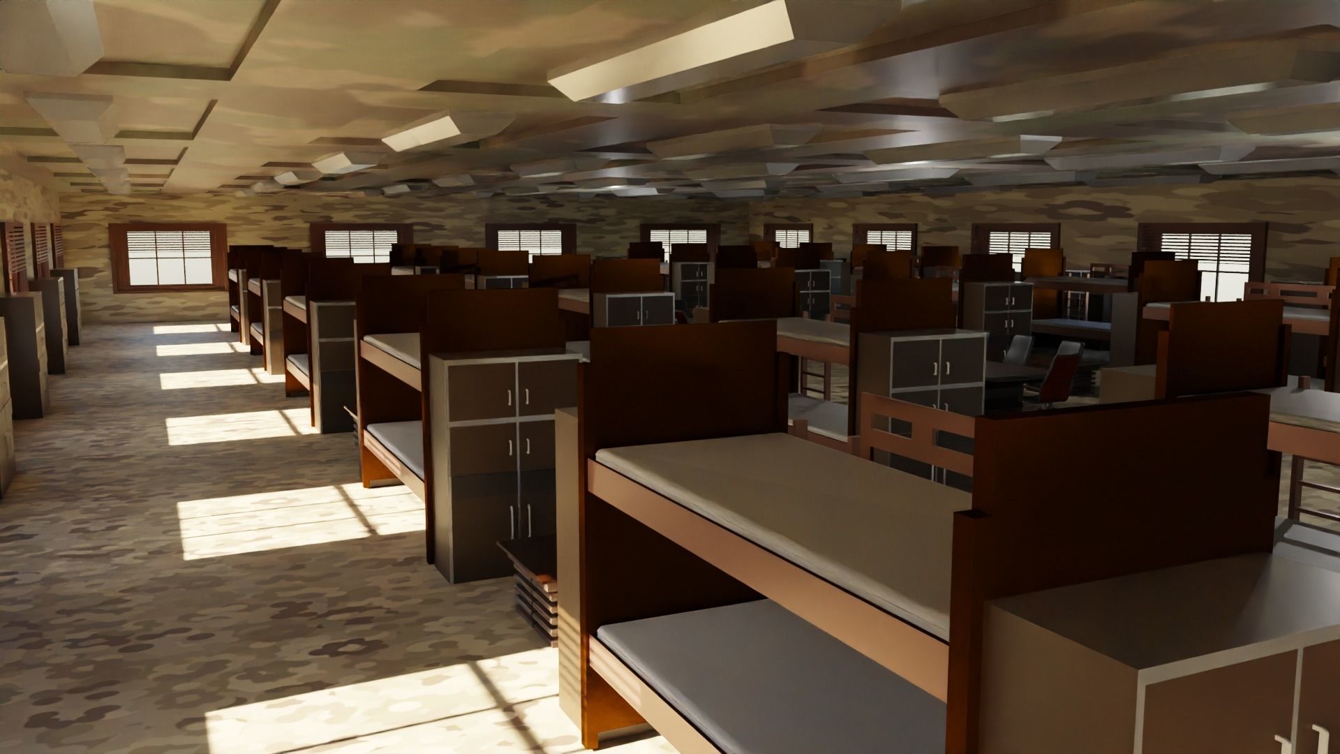 Military Dormitory Low-poly 3D model_3