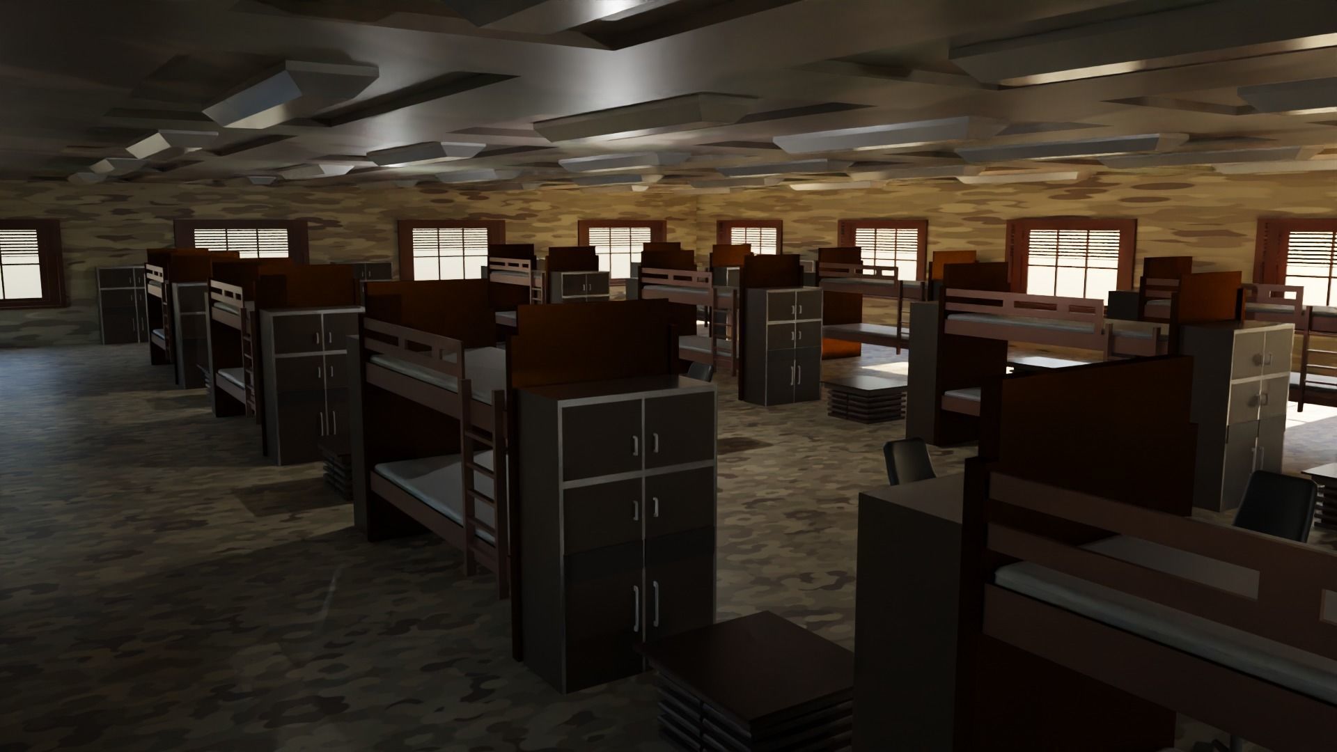 Military Dormitory Low-poly 3D model_6