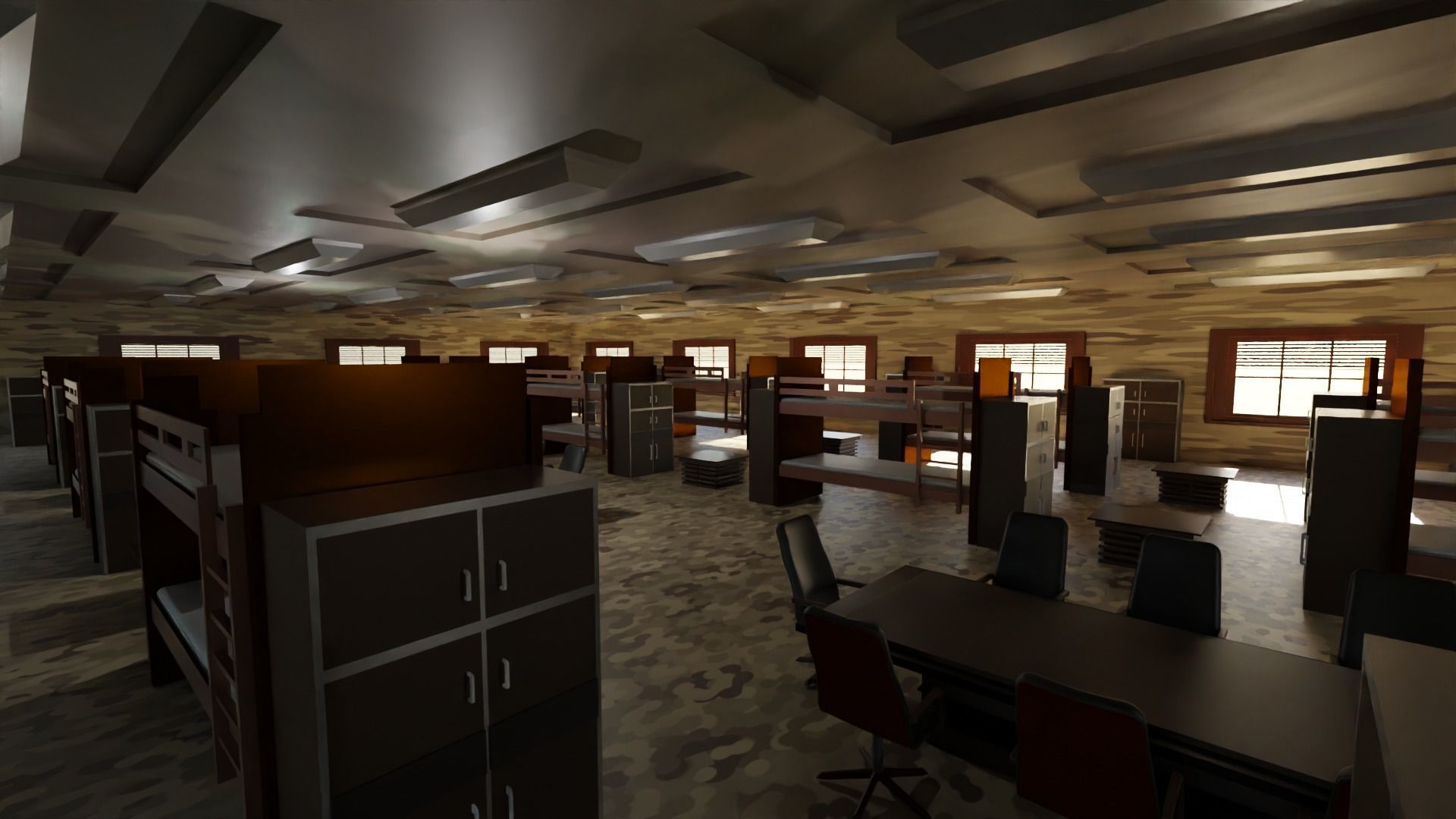 Military Dormitory Low-poly 3D model_5