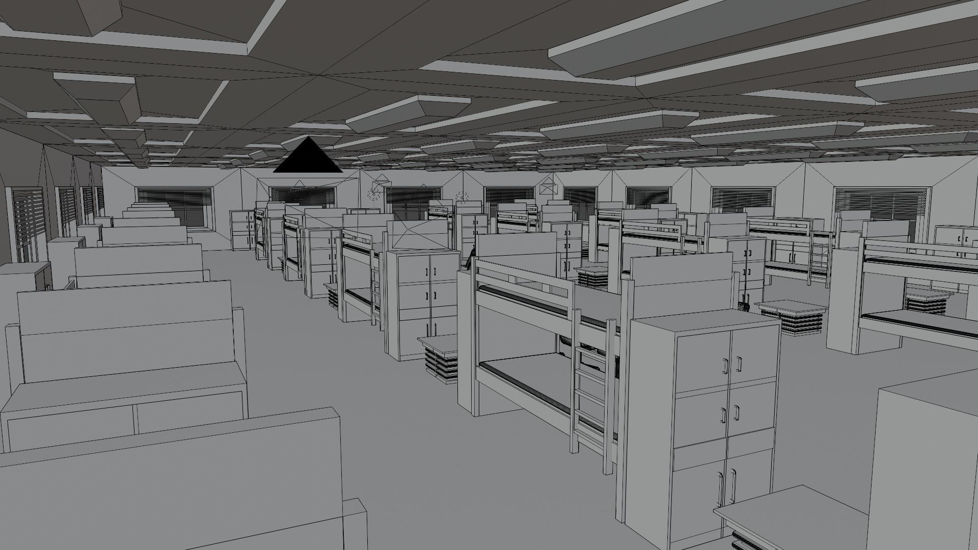 Military Dormitory Low-poly 3D model_7