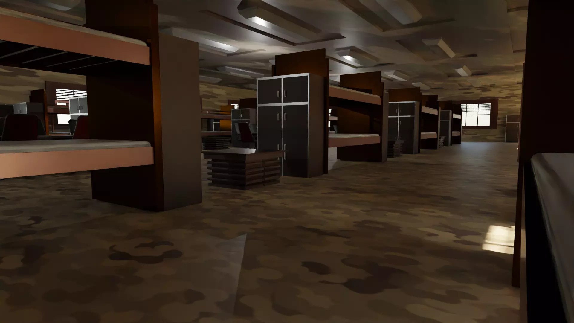 Military Dormitory Low-poly 3D model_0