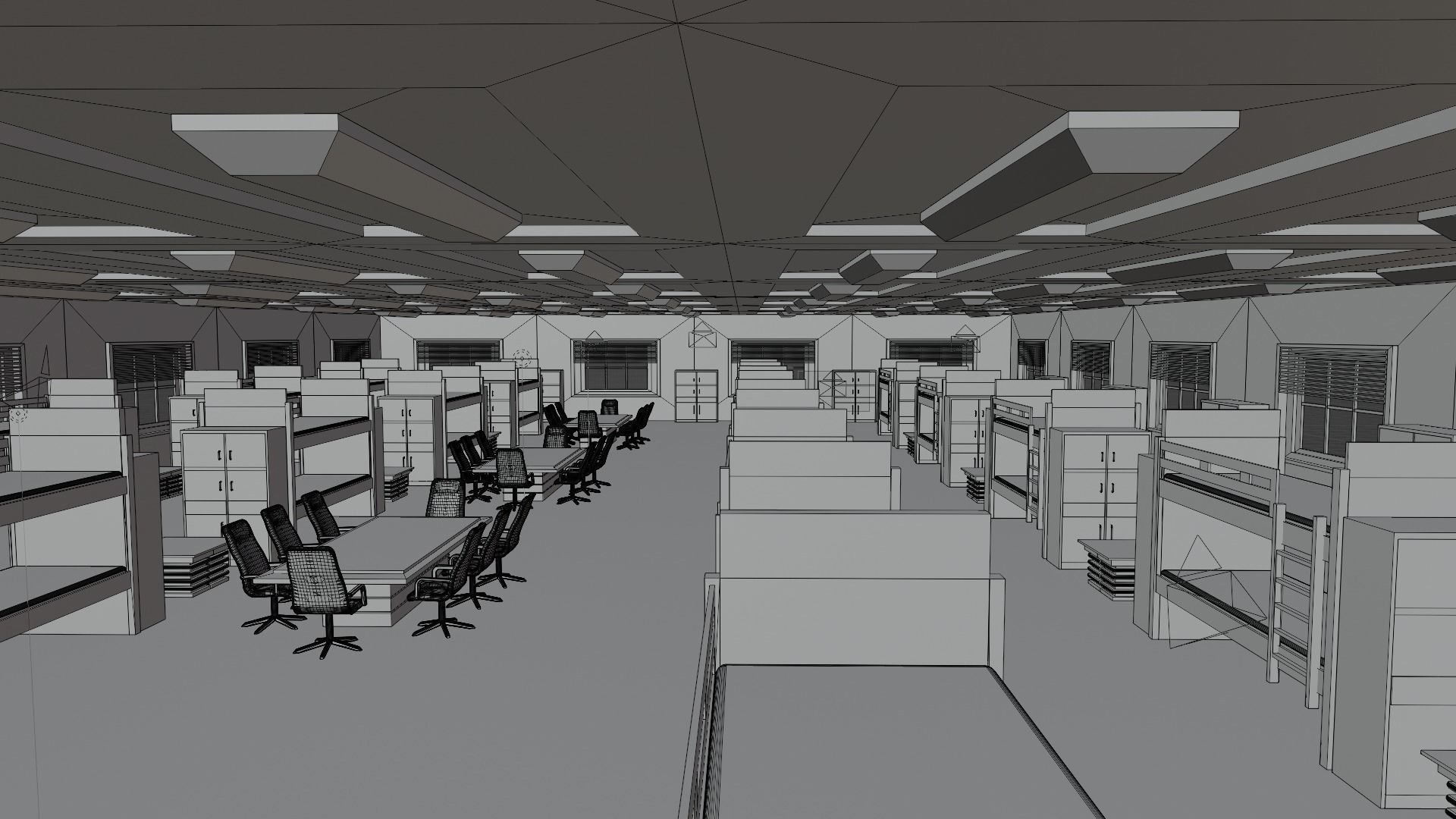 Military Dormitory Low-poly 3D model_8
