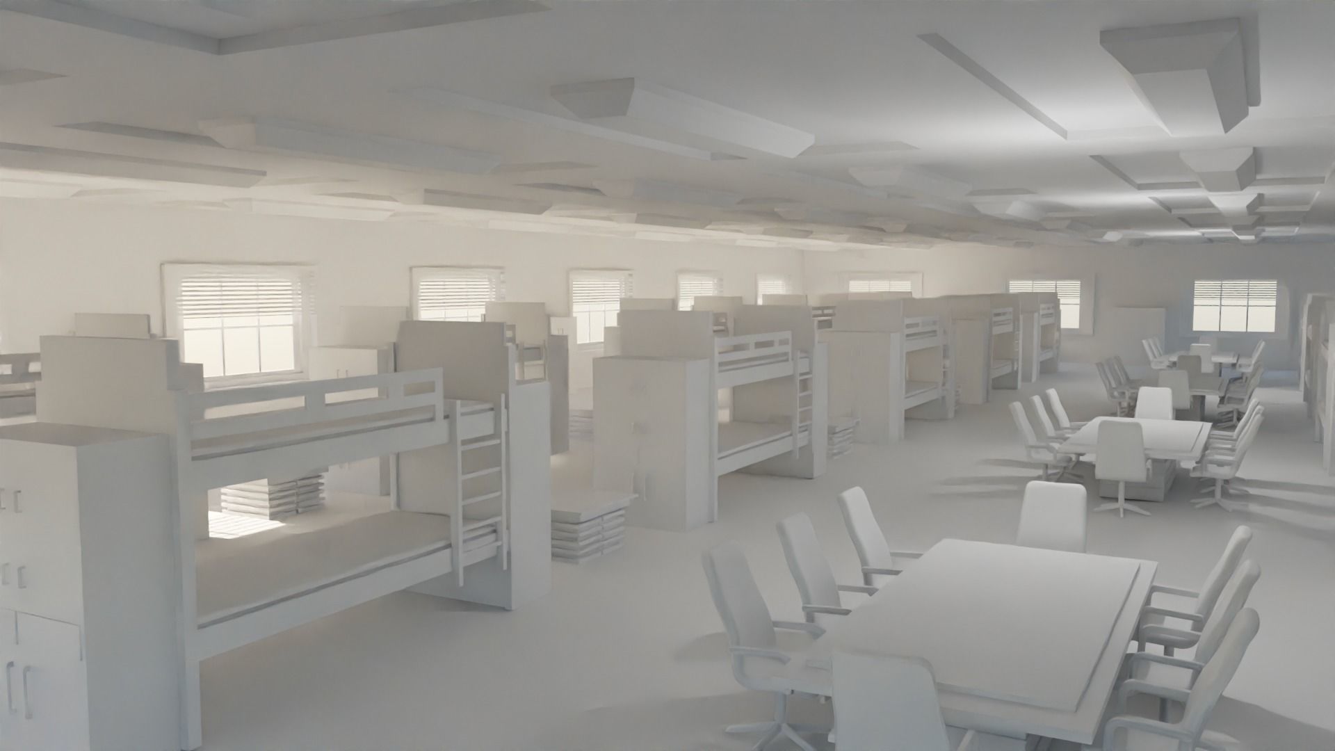 Military Dormitory - No Material Low-poly 3D model_1