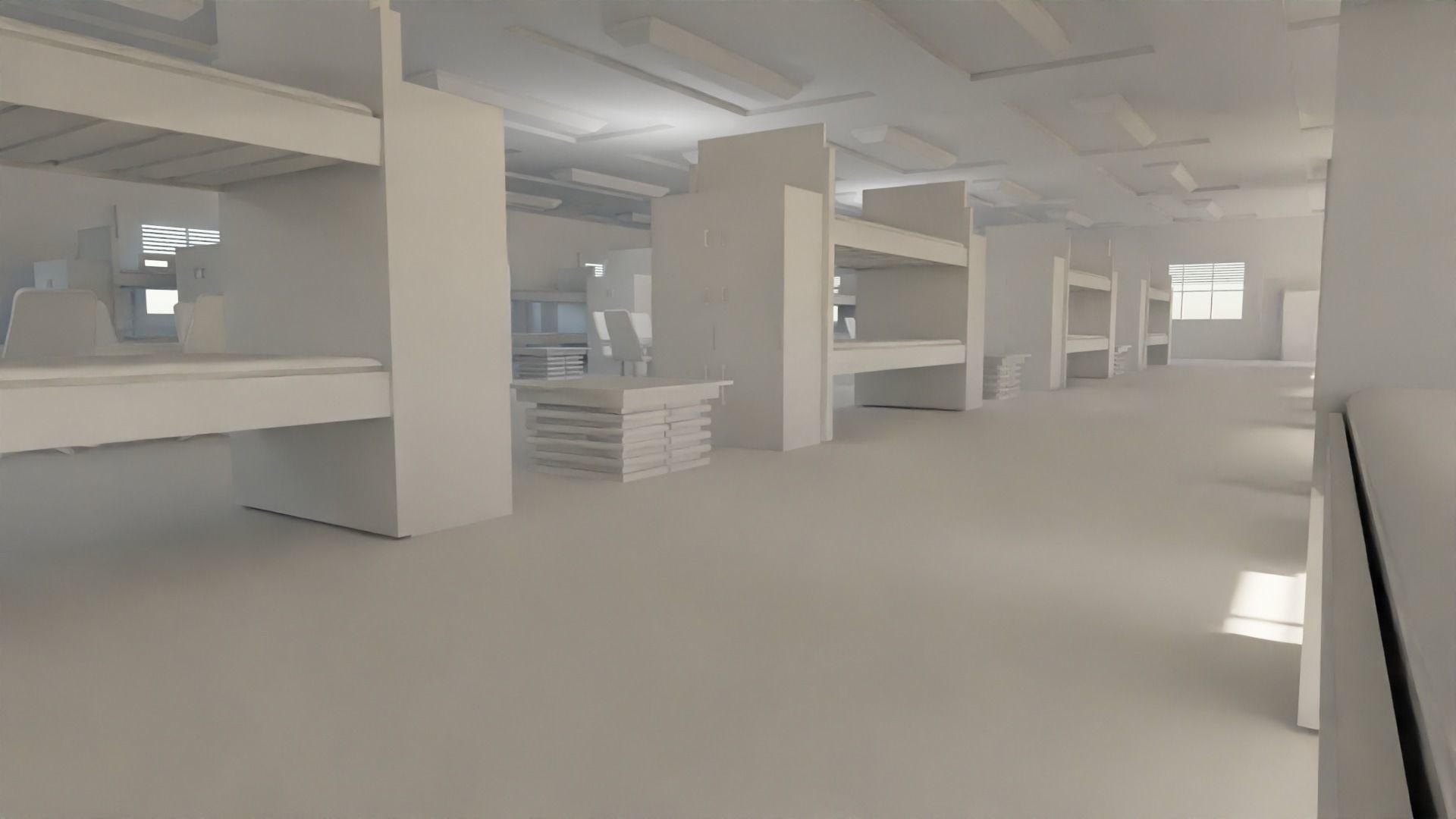 Military Dormitory - No Material Low-poly 3D model_5