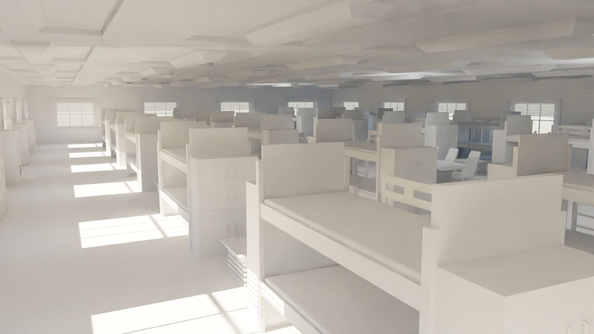 Military Dormitory - No Material Low-poly 3D model_2