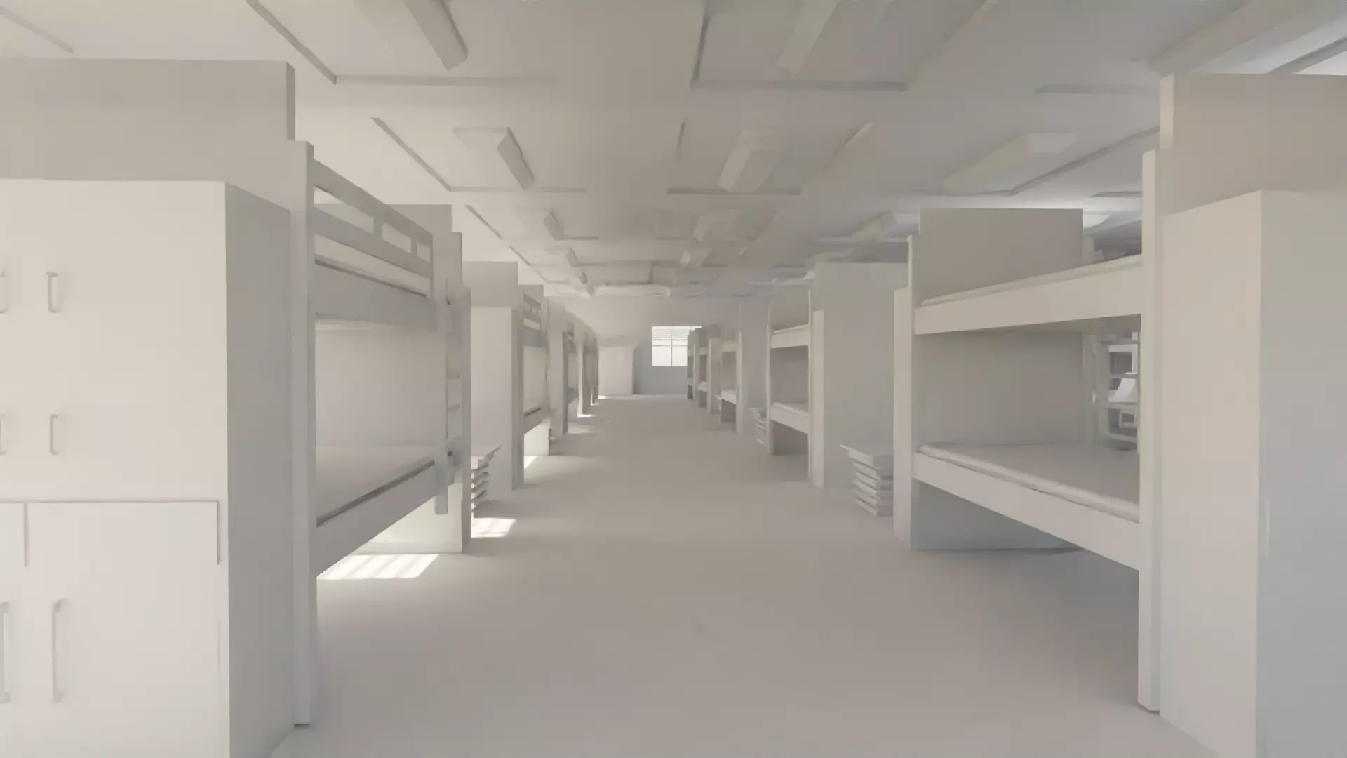 Military Dormitory - No Material Low-poly 3D model_0