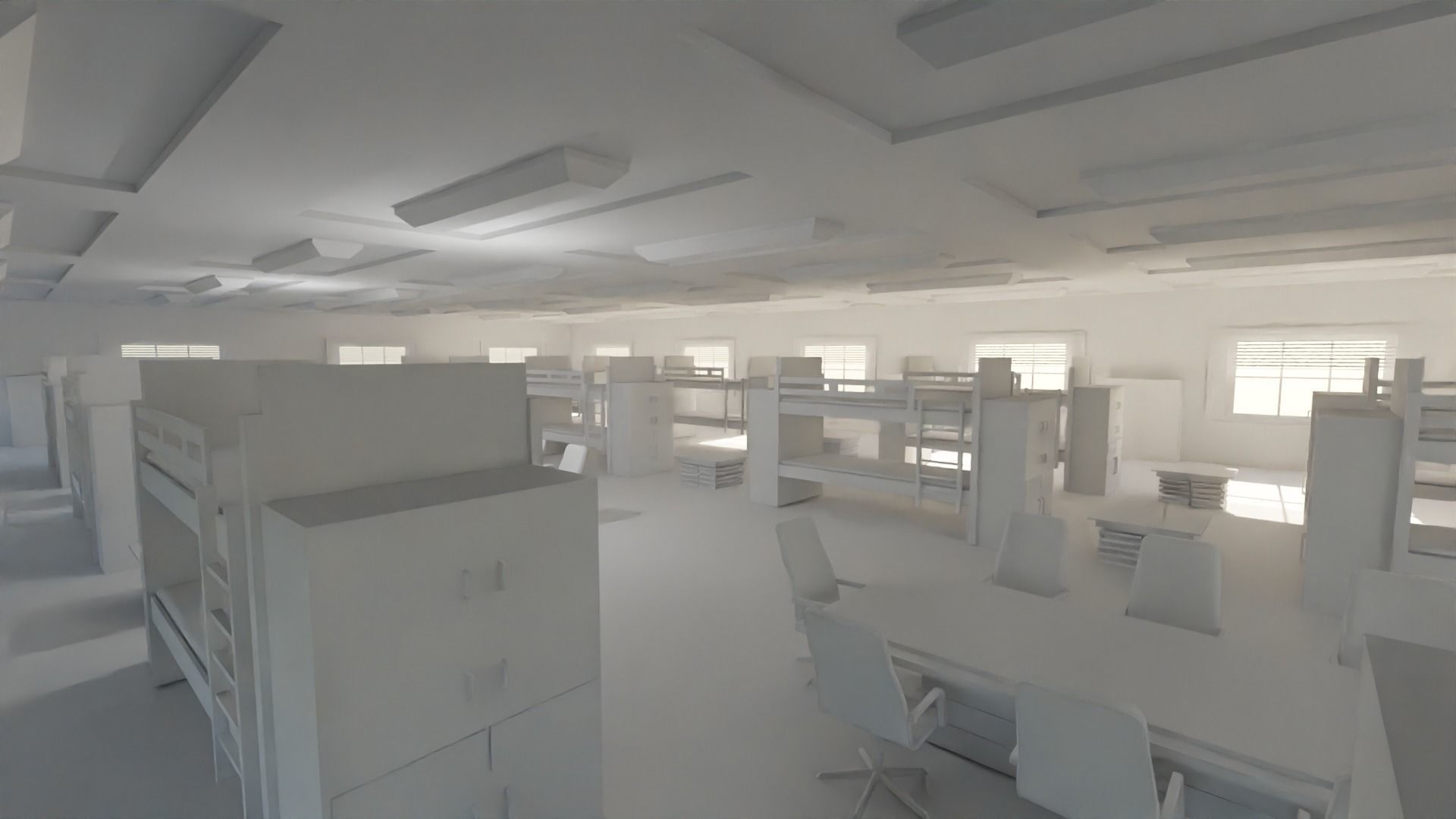 Military Dormitory - No Material Low-poly 3D model_4