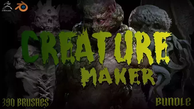 Zbrush Blender Creature Maker 390 Brushes Bundle 20 OFF Texture
