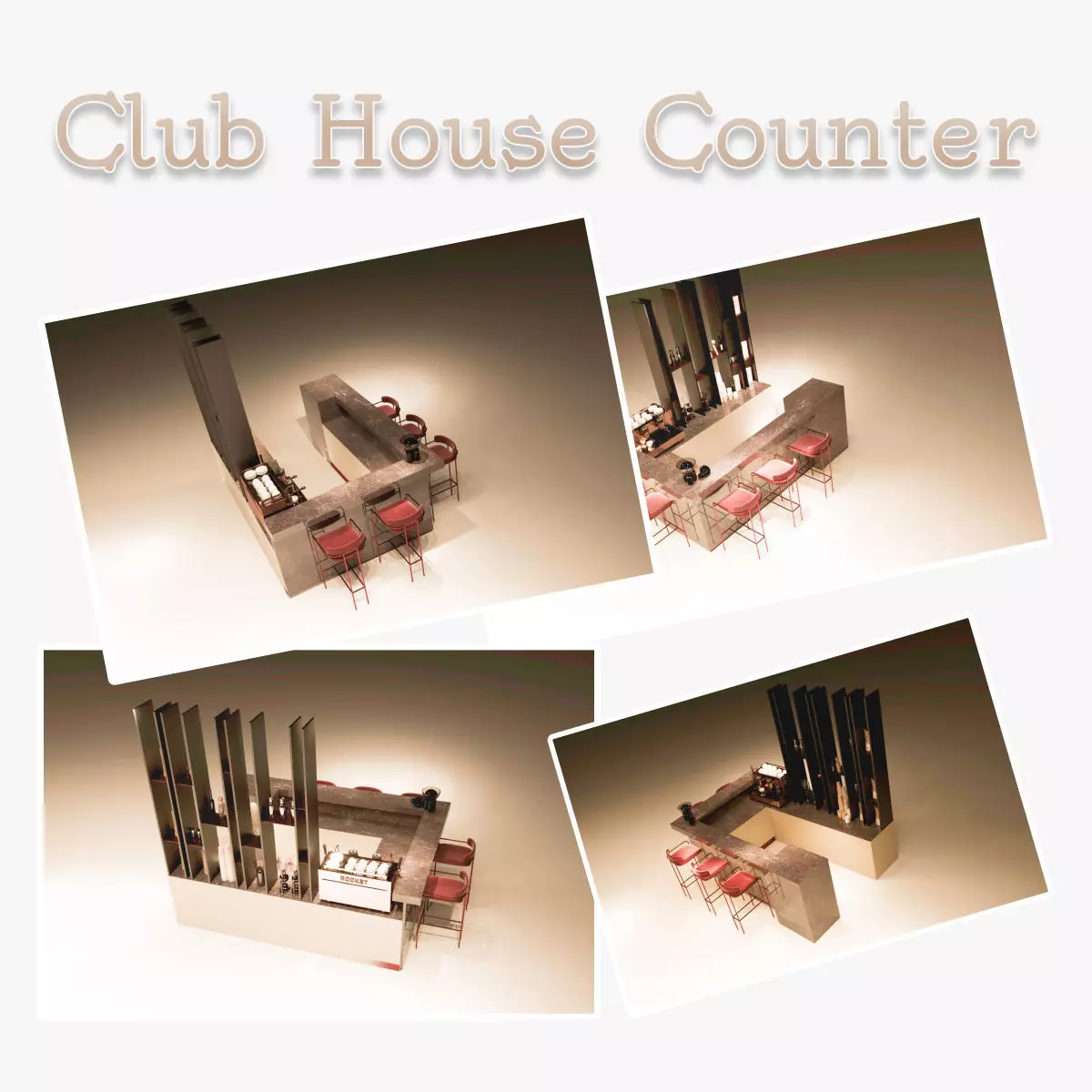 Club house Counter Low-poly 3D model