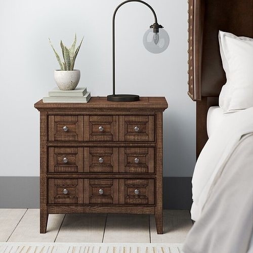 Emmaline Solid Wood Nightstand 3D model