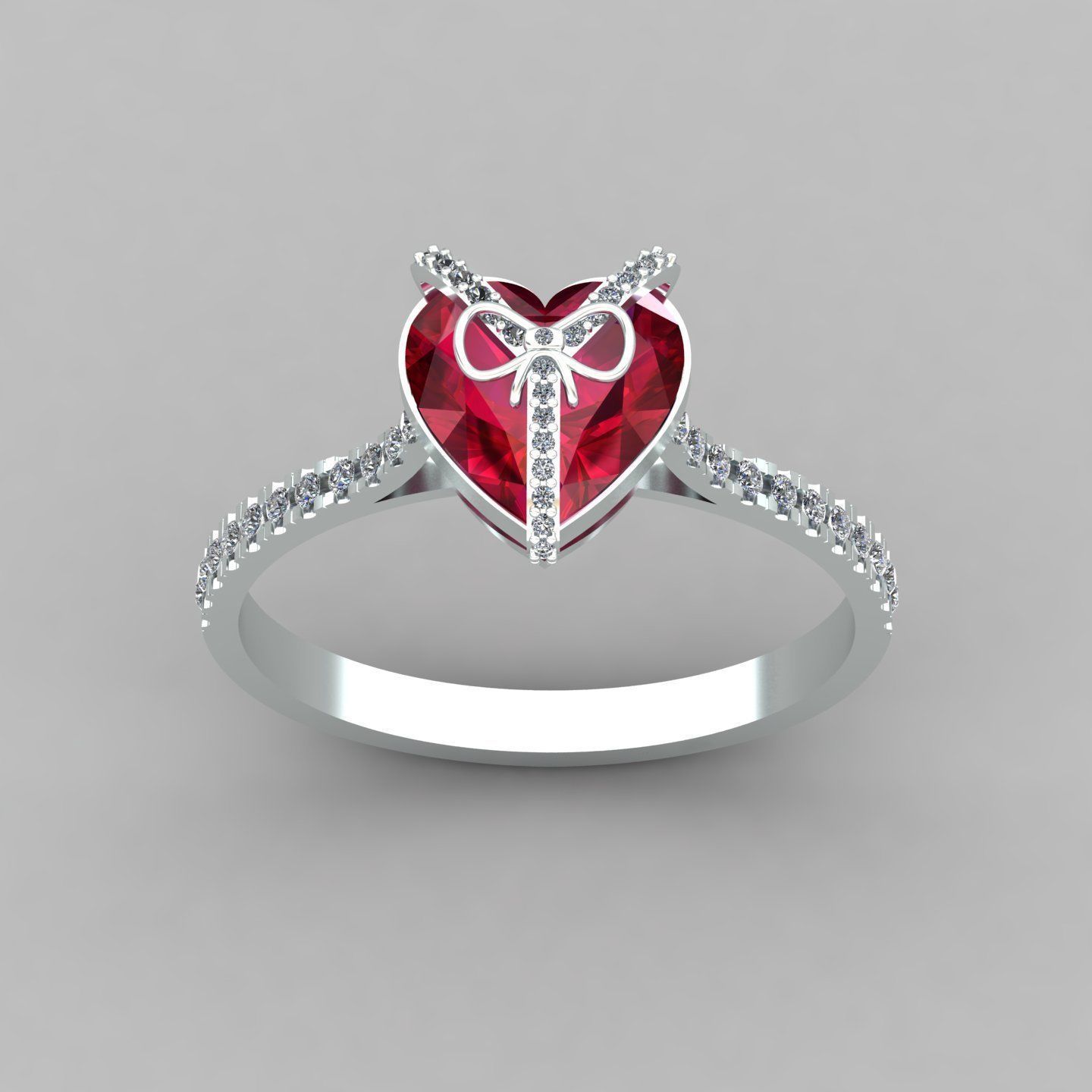 Heart gift ring 1 3D print model_3