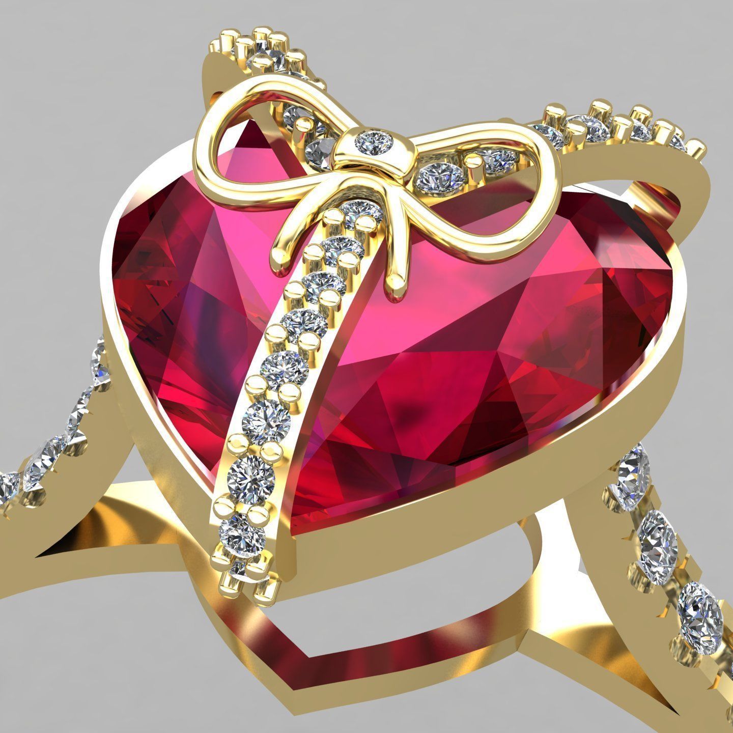 Heart gift ring 1 3D print model_10