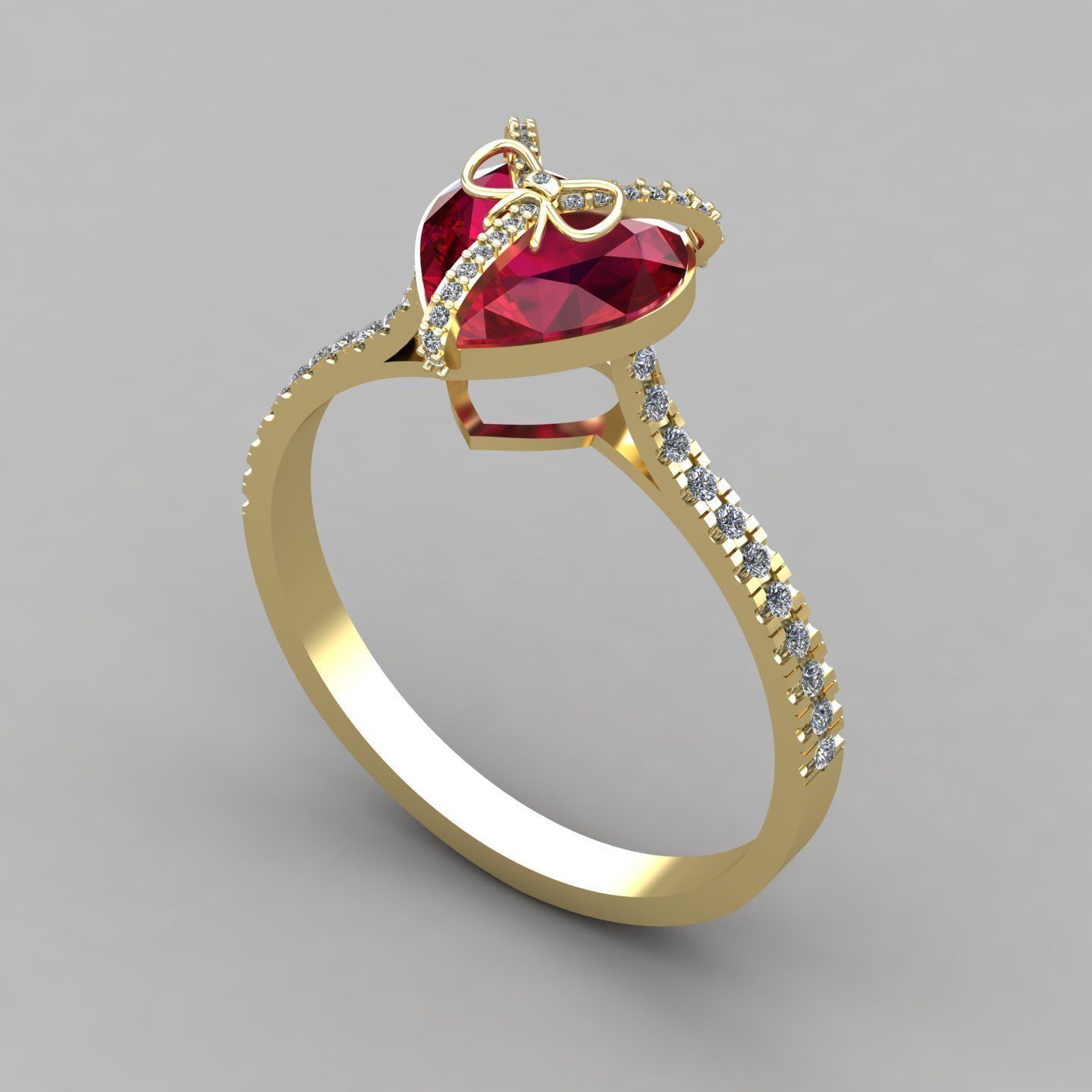 Heart gift ring 1 3D print model_7