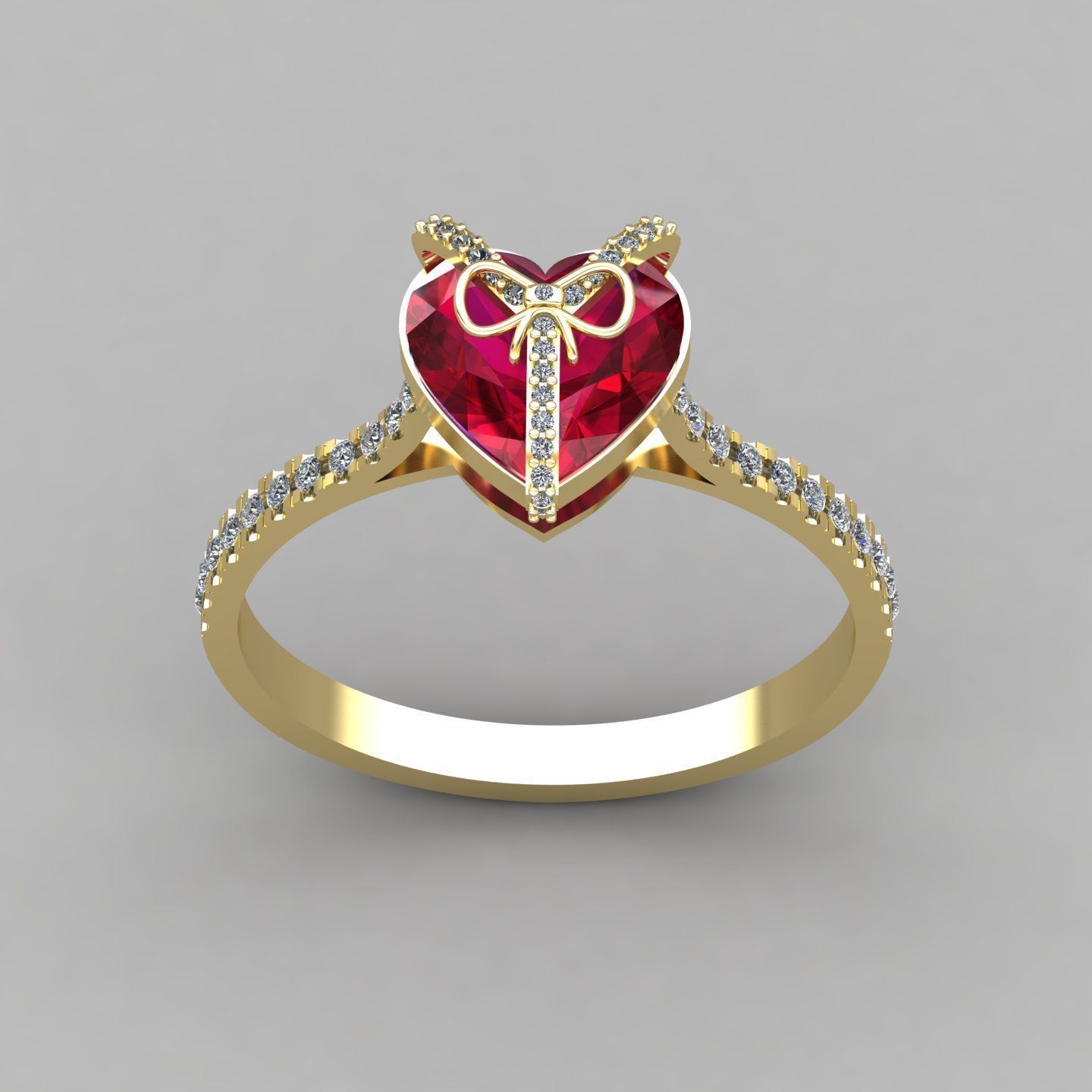 Heart gift ring 1 3D print model_8