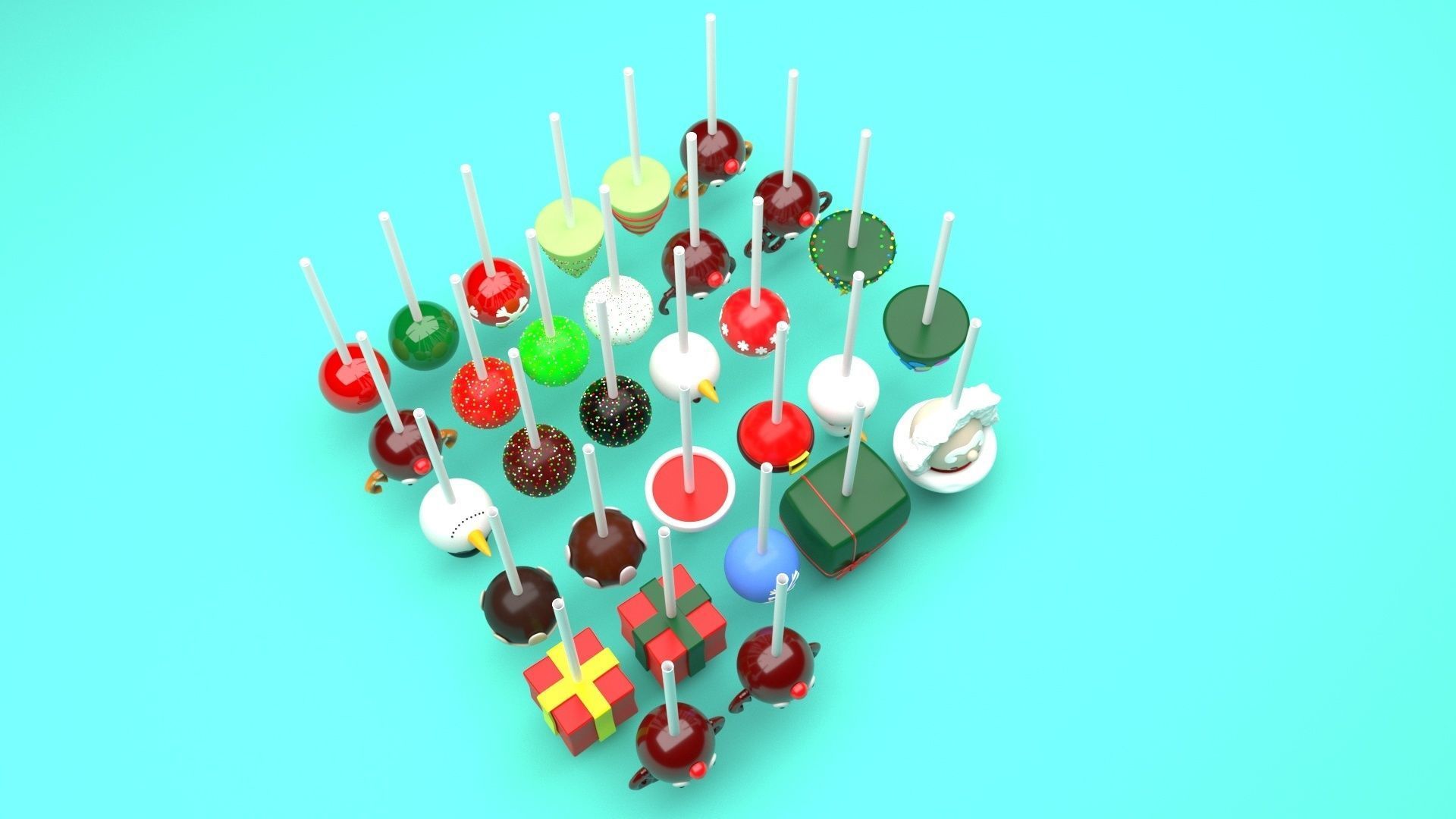 Christmas Cake Pops Set 3D model_92