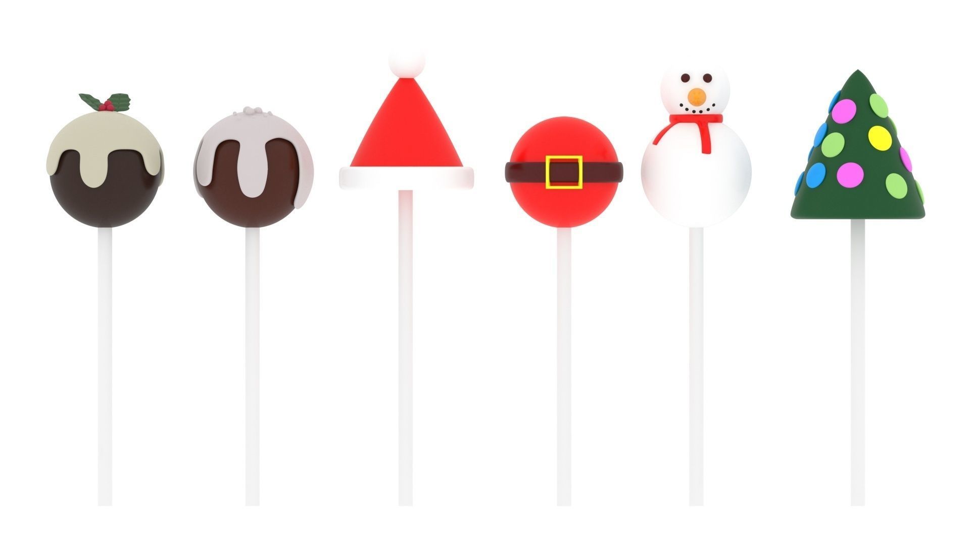 Christmas Cake Pops Set 3D model_28