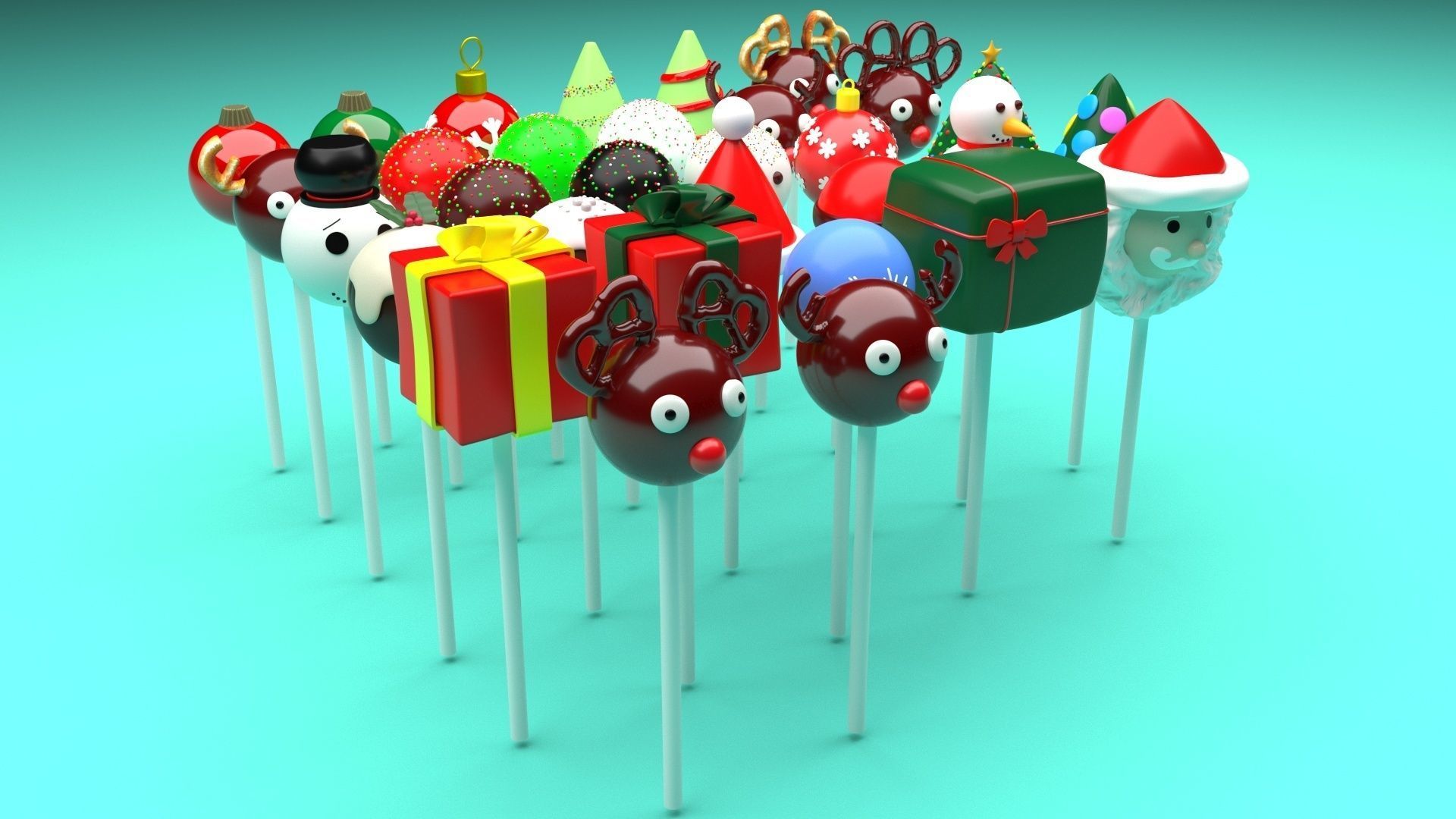 Christmas Cake Pops Set 3D model_88